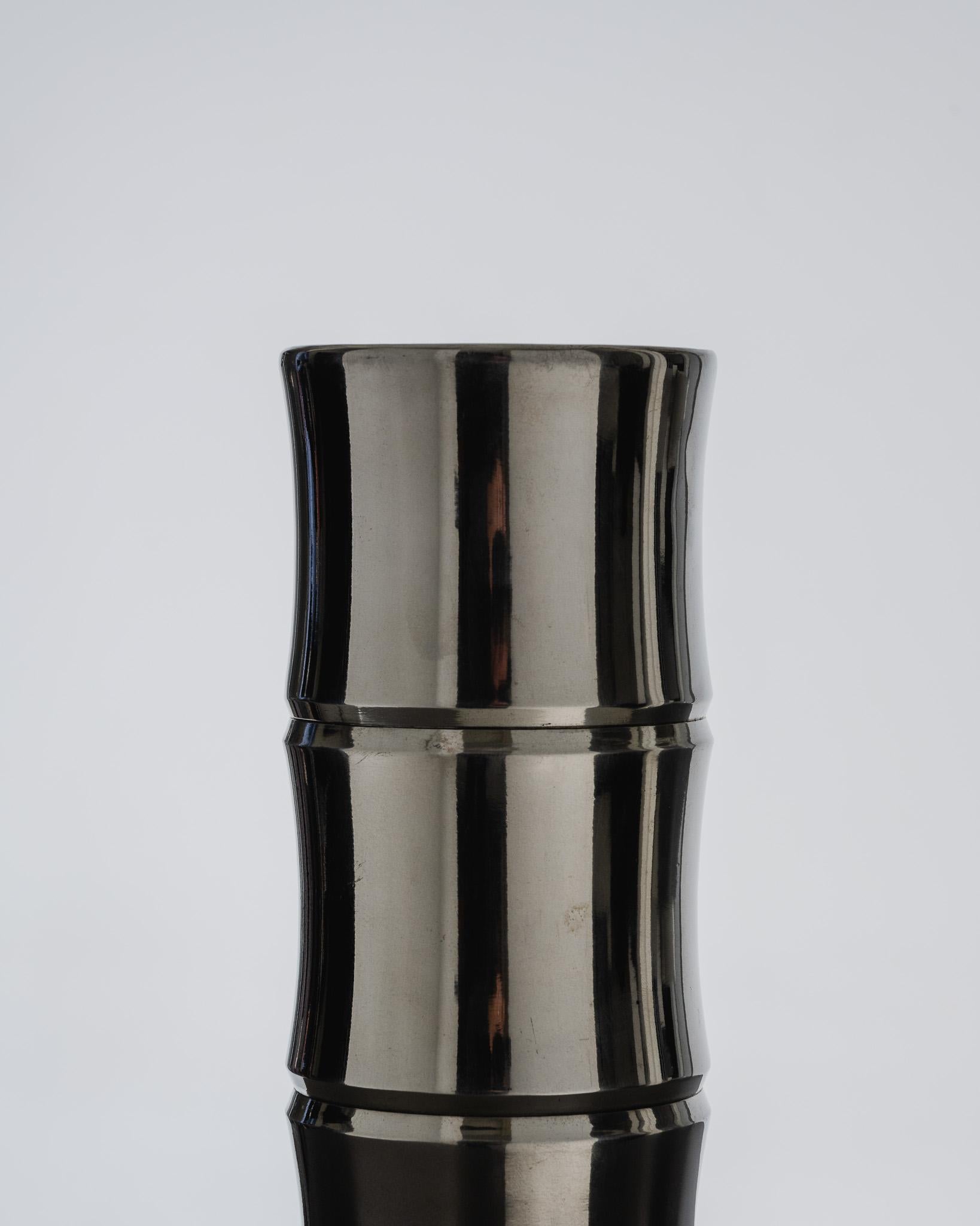 European Small Bamboo Metal Vase, 1970s For Sale