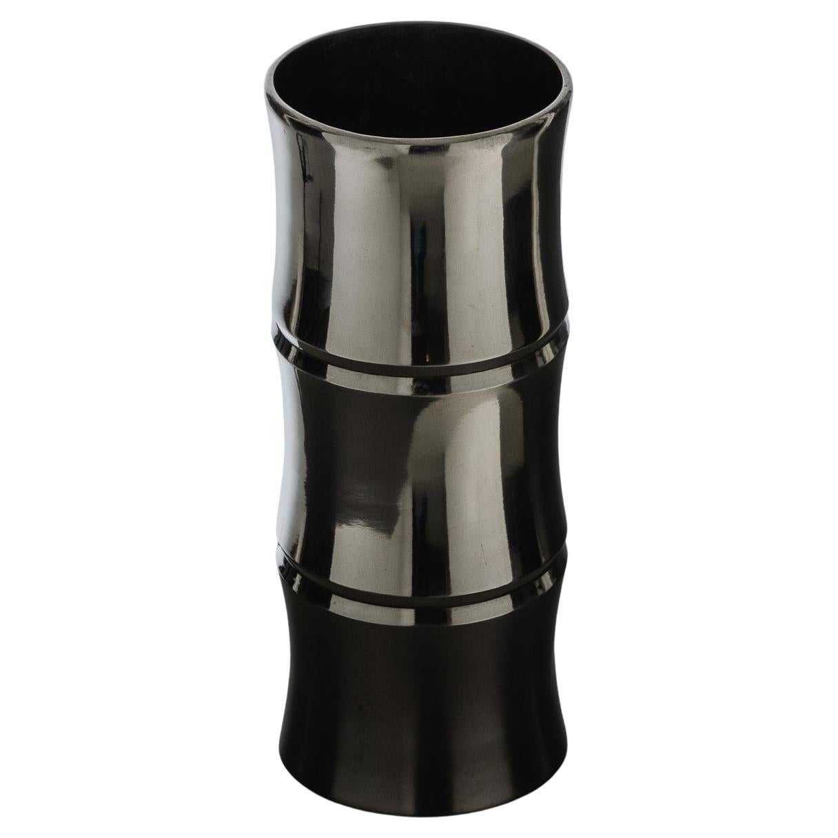 Small Bamboo Metal Vase, 1970s