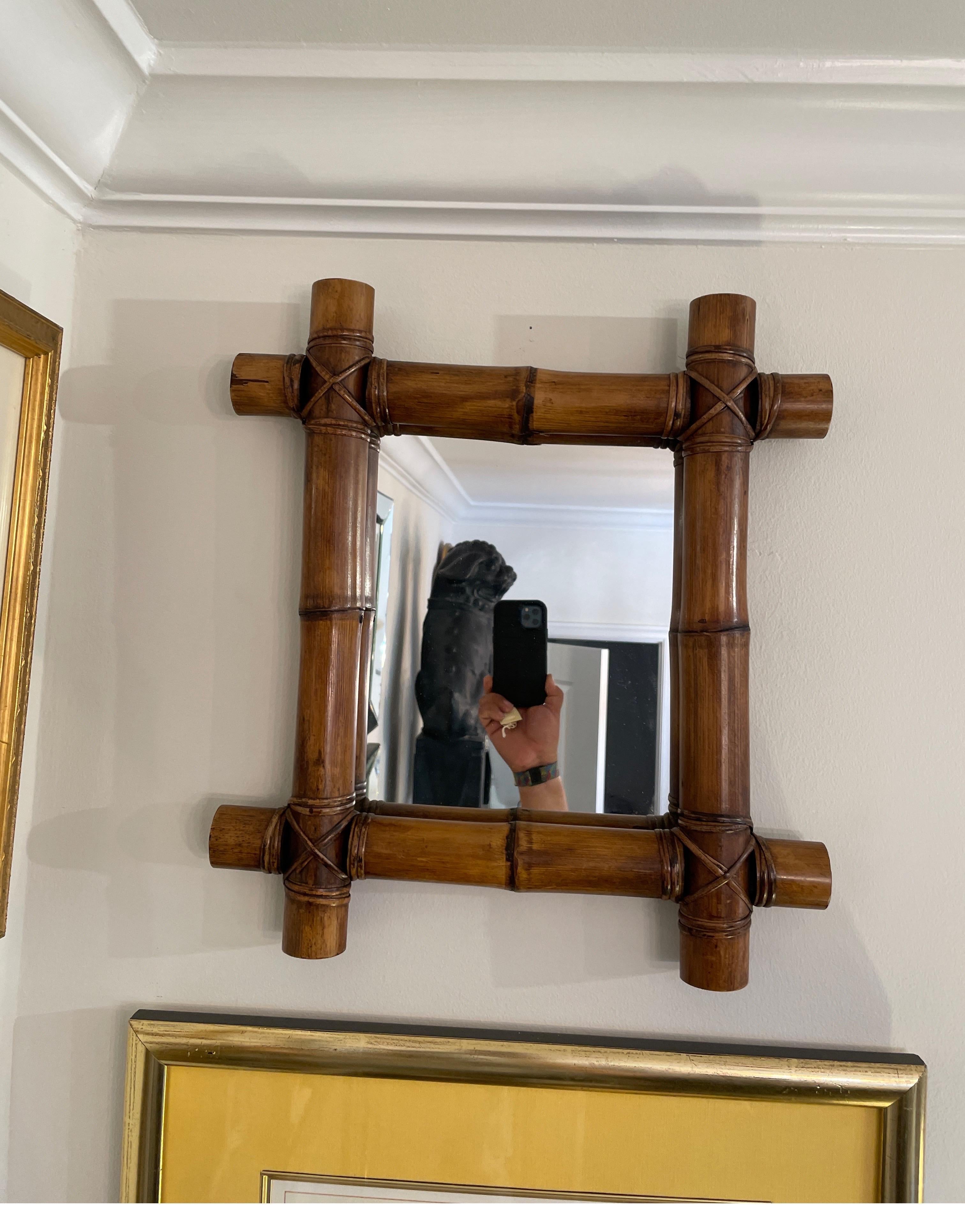 Small vintage bamboo mirror.