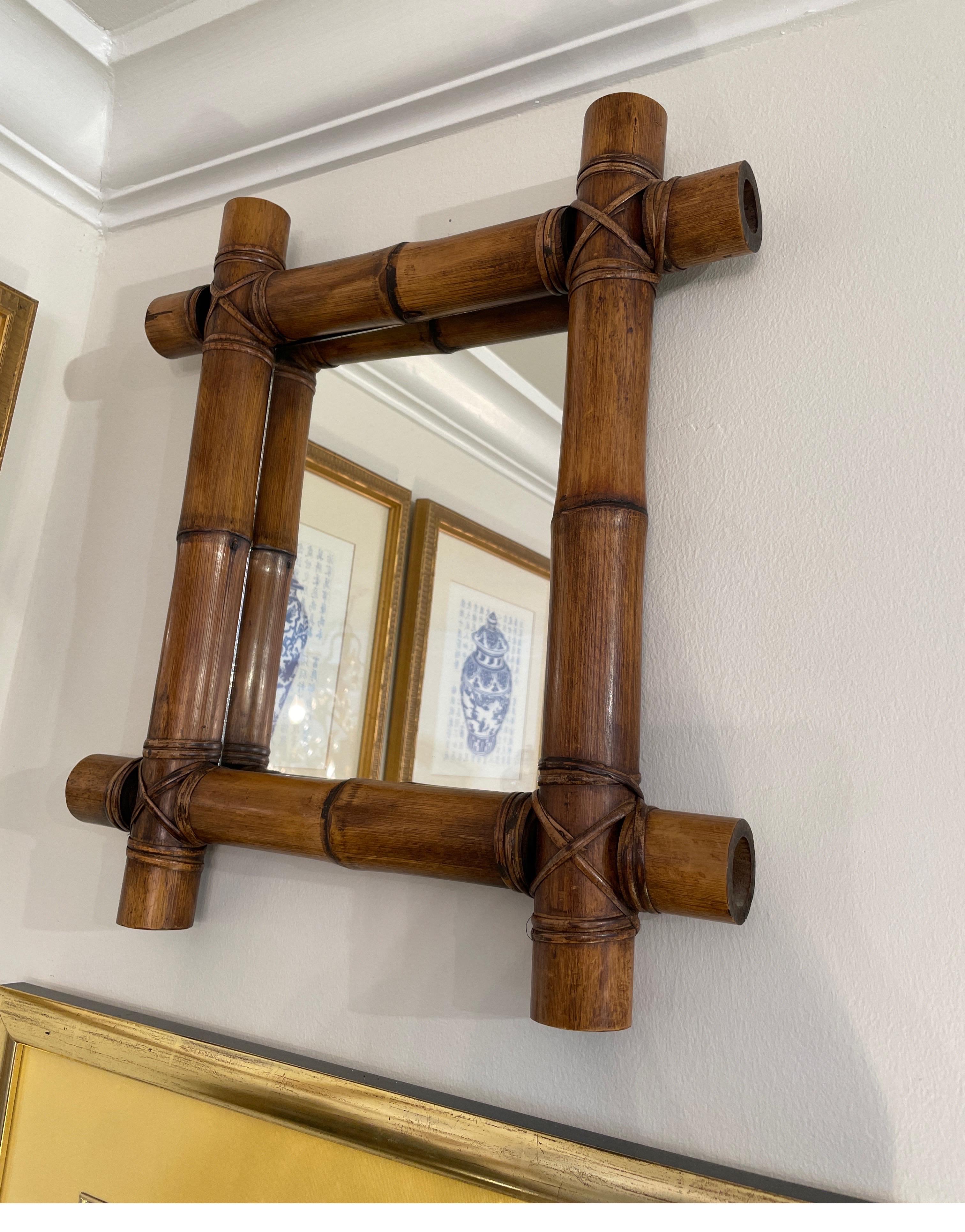 Small Bamboo Mirror In Good Condition For Sale In West Palm Beach, FL