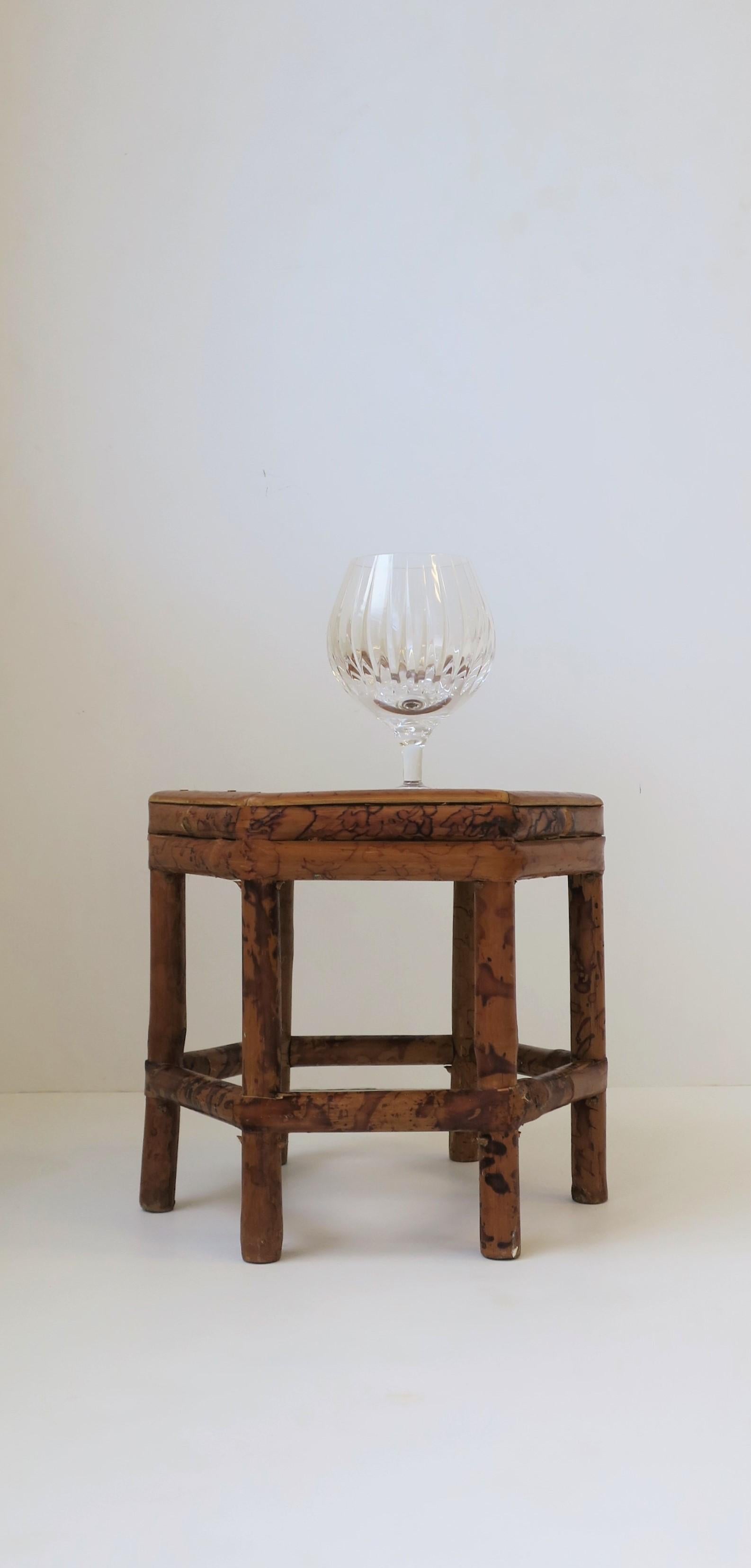 Chinoiserie Small Bamboo Pedestal Side Table or Plant Stand