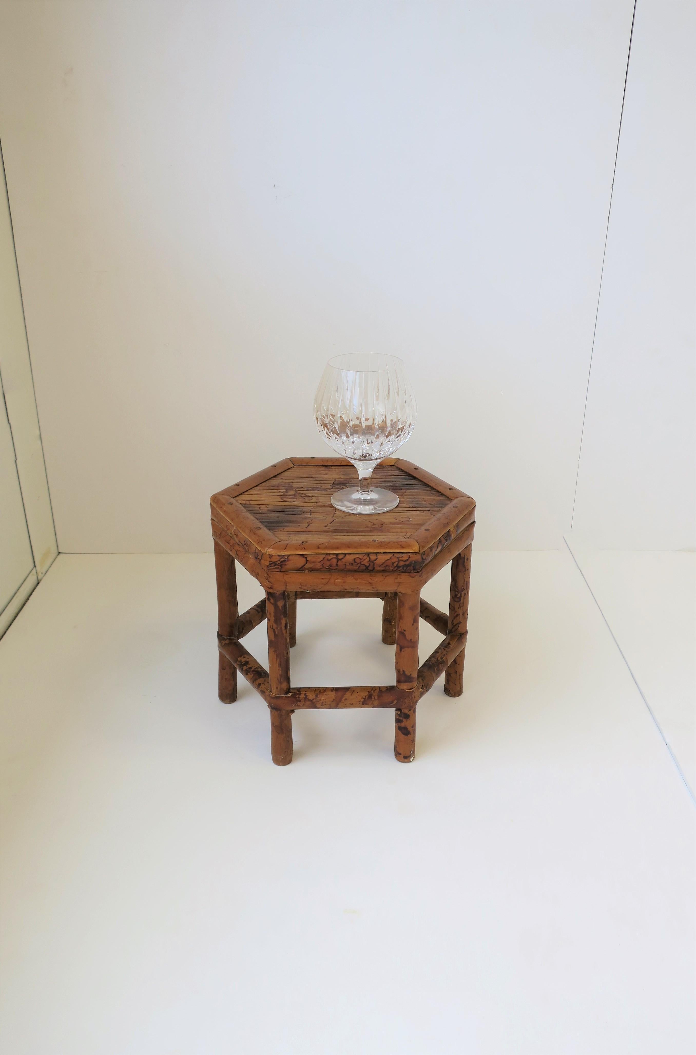 Small Bamboo Pedestal Side Table or Plant Stand In Good Condition In New York, NY