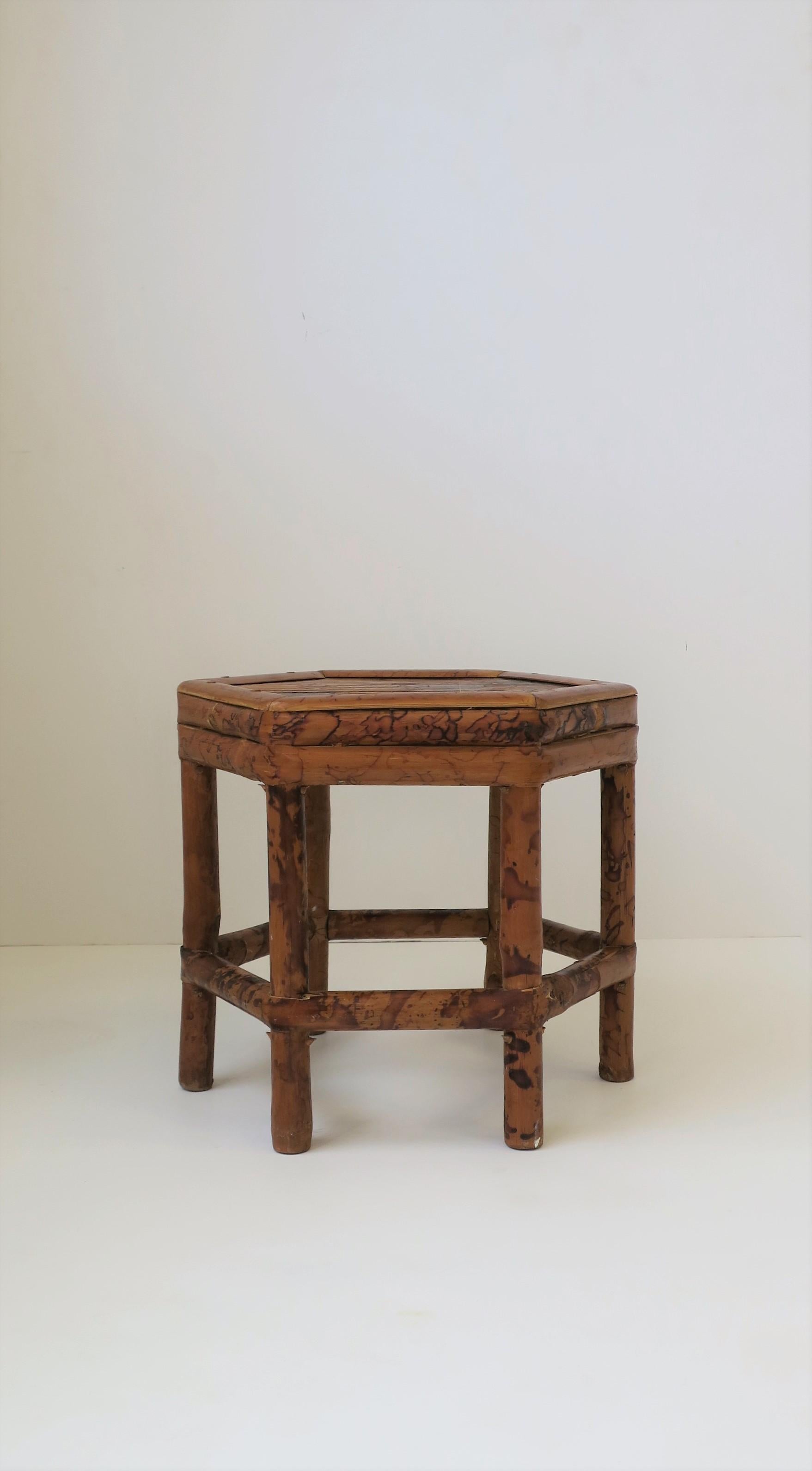 Late 20th Century Small Bamboo Pedestal Side Table or Plant Stand