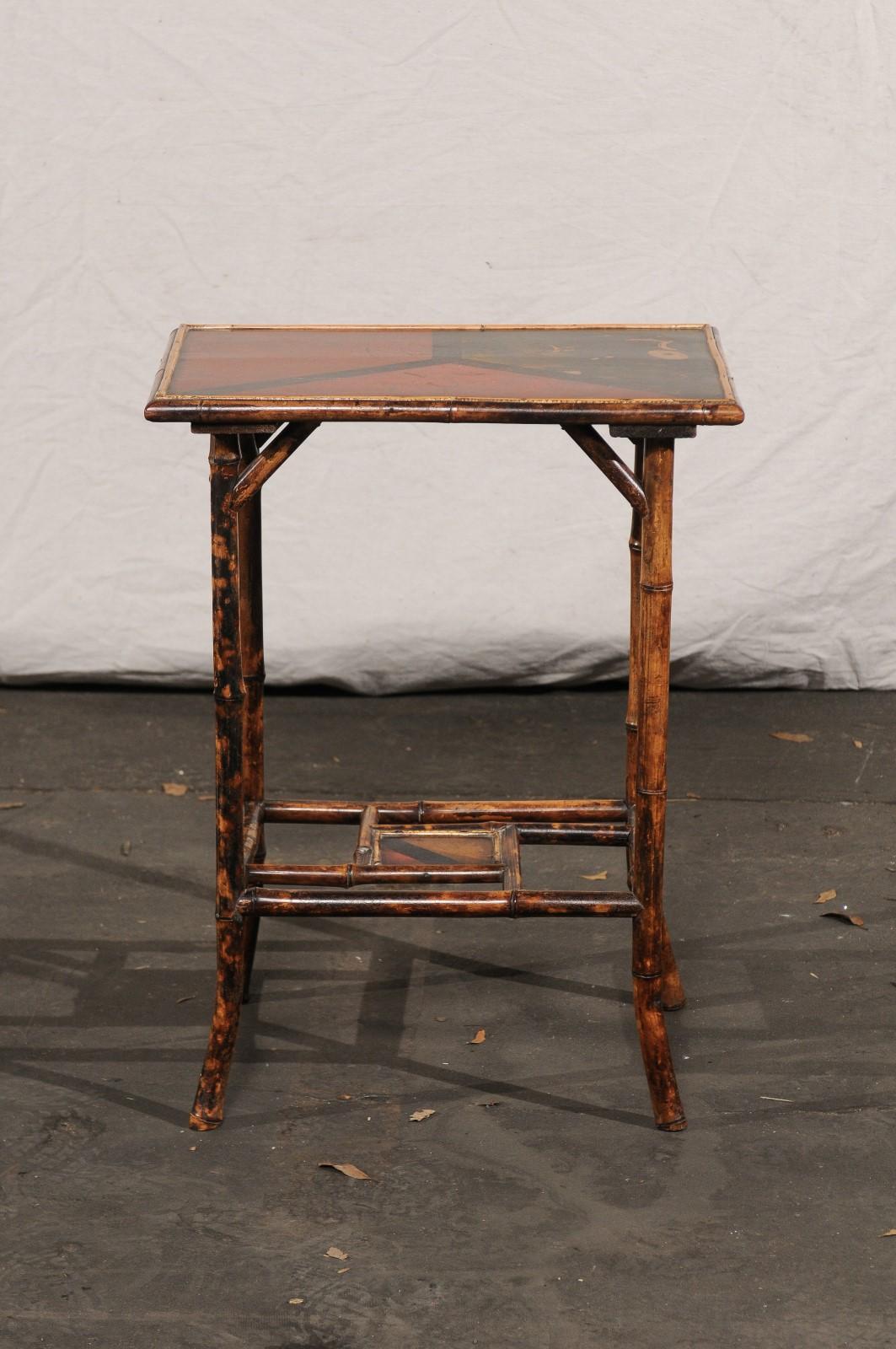 Small bamboo side table, rectangular top, circa 1900.