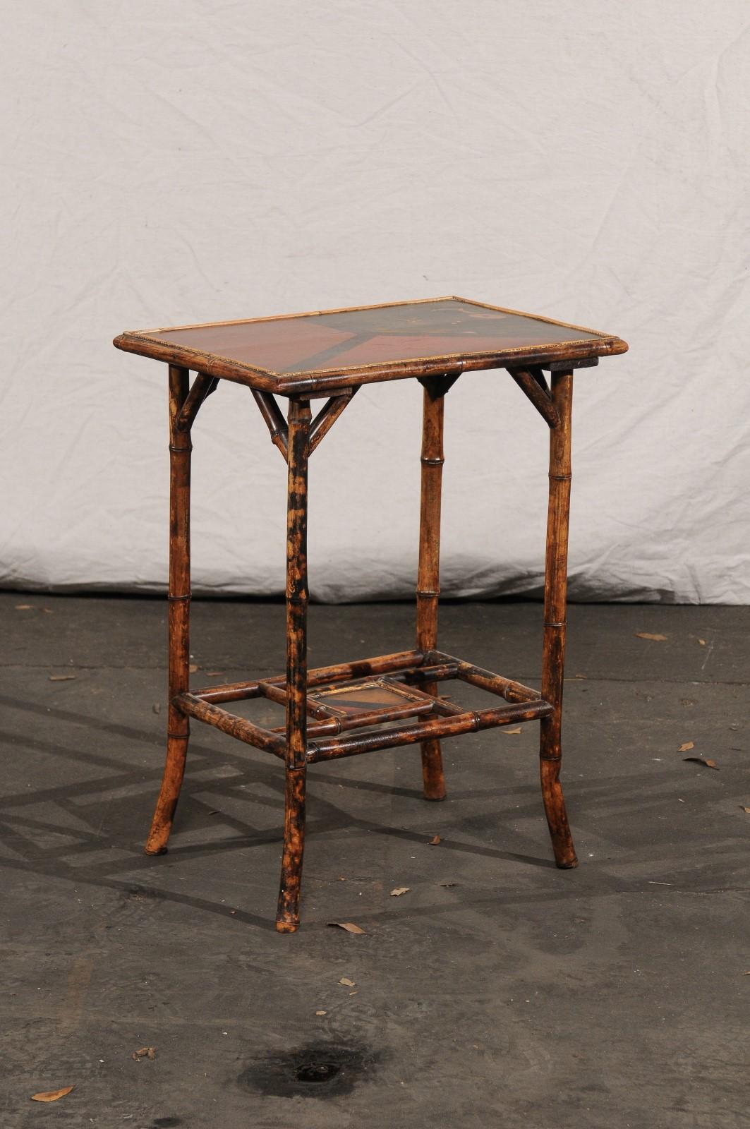 Small Bamboo Side Table, Rectangular Top, circa 1900 In Good Condition In Atlanta, GA