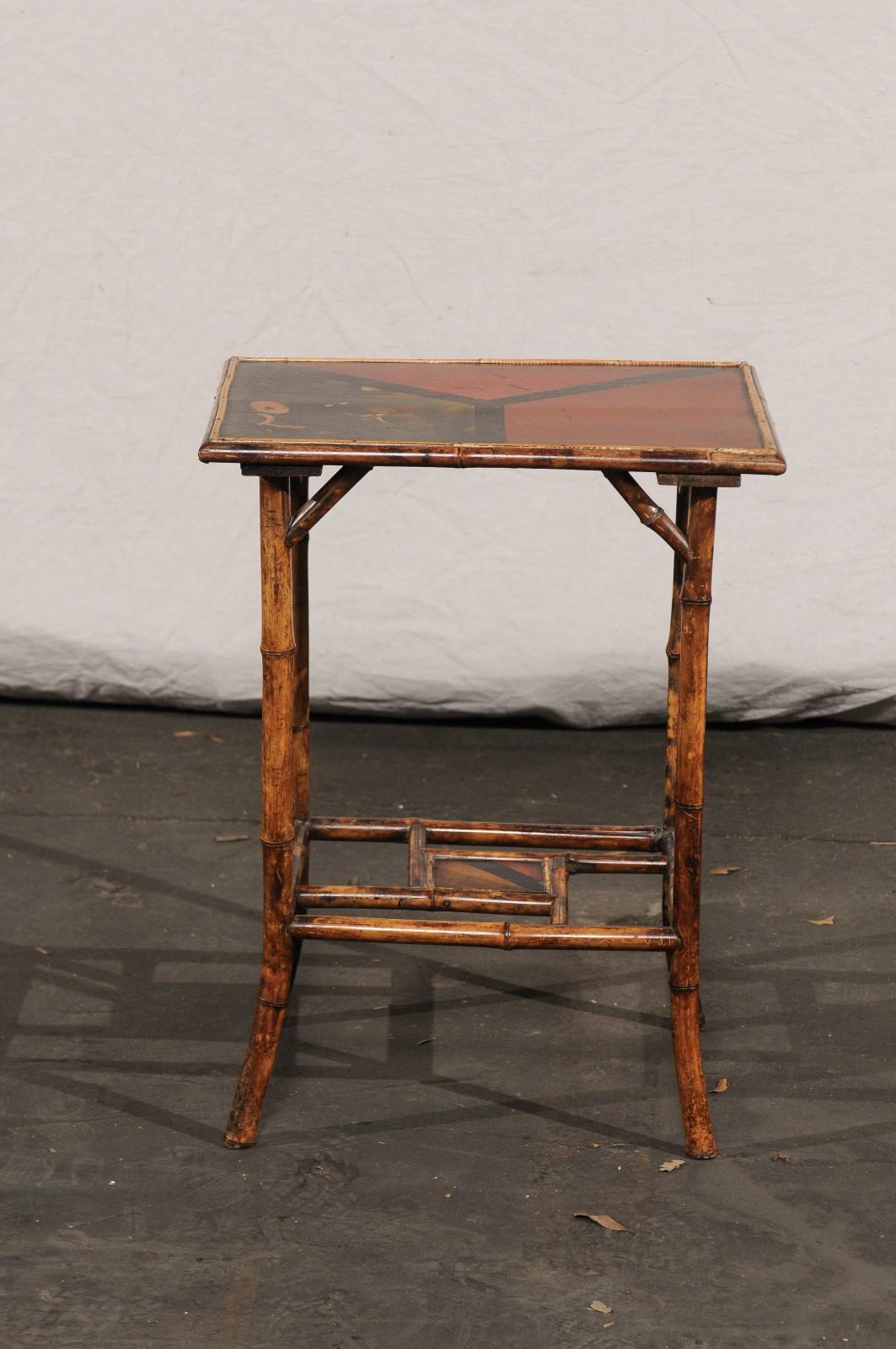Small Bamboo Side Table, Rectangular Top, circa 1900 1