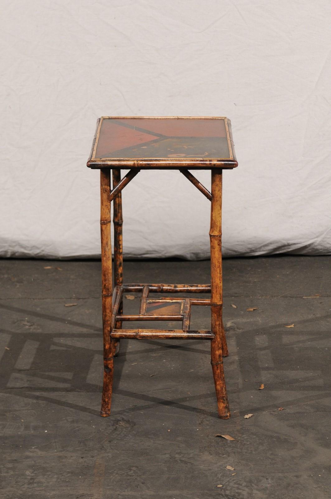 Small Bamboo Side Table, Rectangular Top, circa 1900 2