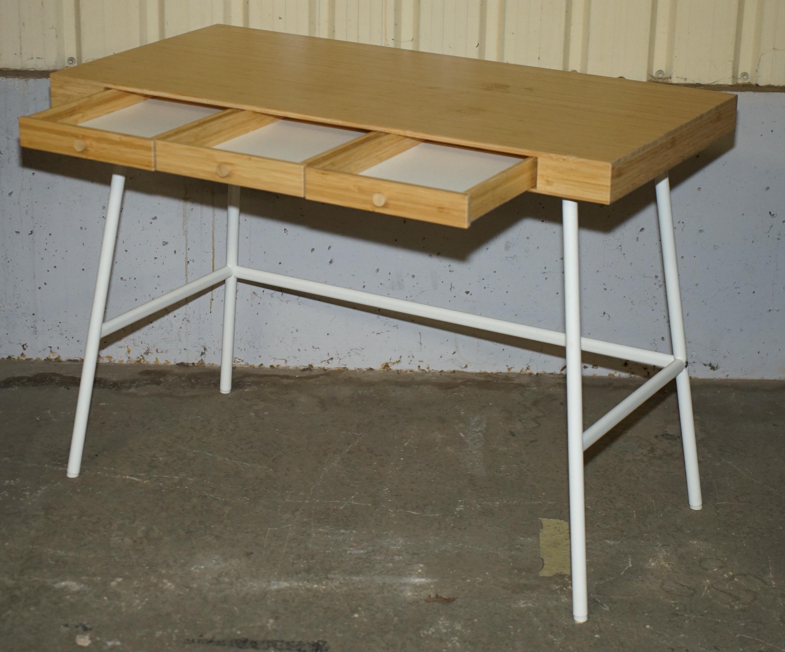 SMALL BAMBOO WOOD THREE DRAWER OFFICE DESK IDEAL FOR CHiLDRENS ROOMS For Sale 6