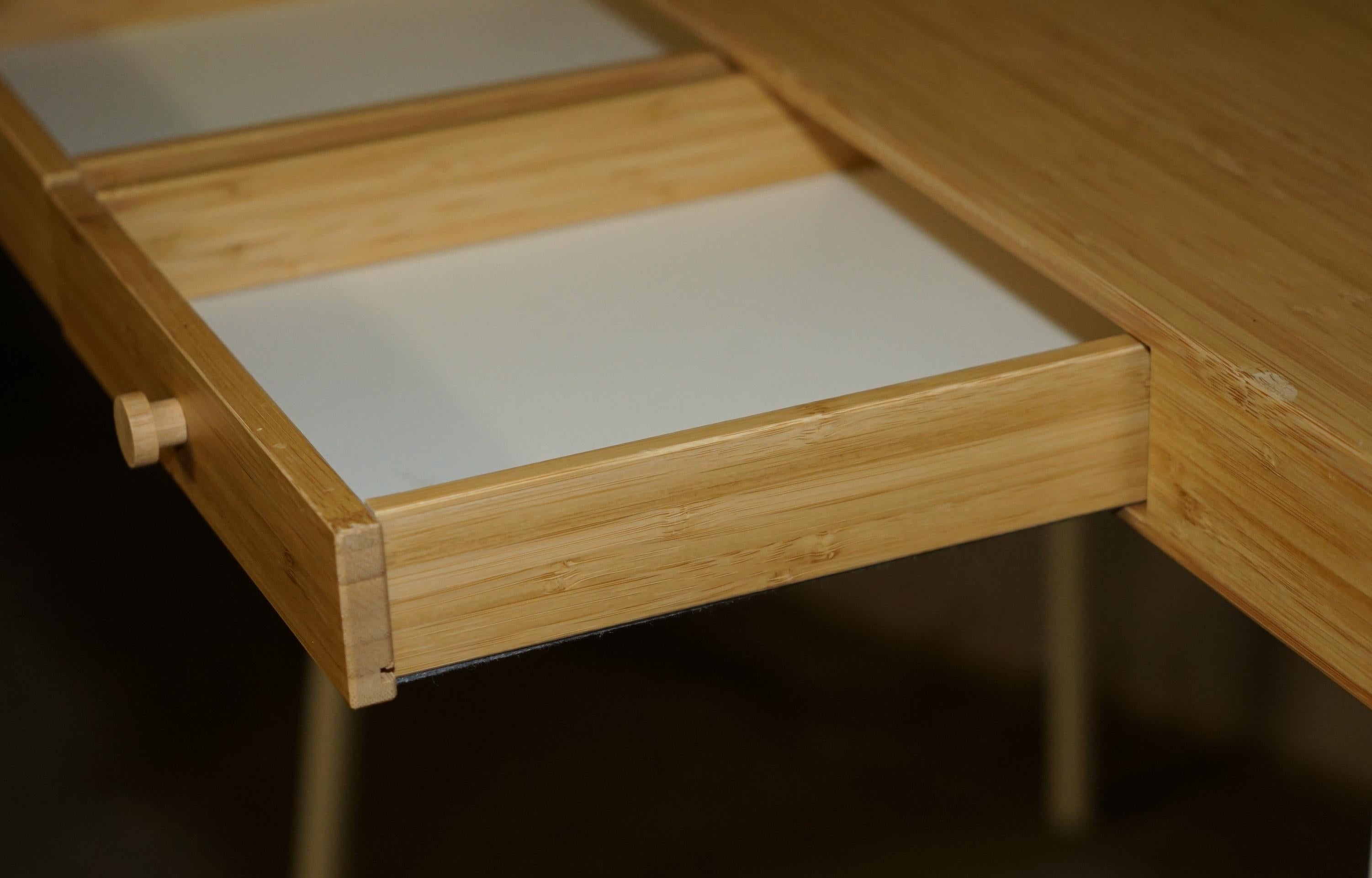 SMALL BAMBOO WOOD THREE DRAWER OFFICE DESK IDEAL FOR CHiLDRENS ROOMS For Sale 9