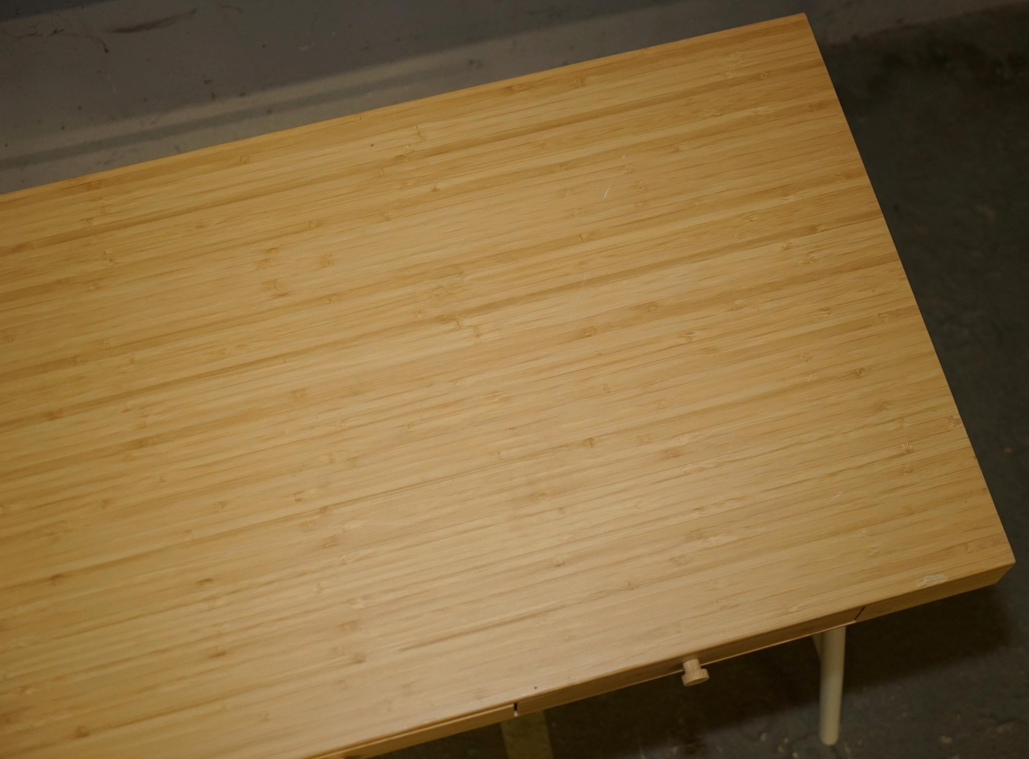 20th Century SMALL BAMBOO WOOD THREE DRAWER OFFICE DESK IDEAL FOR CHiLDRENS ROOMS For Sale