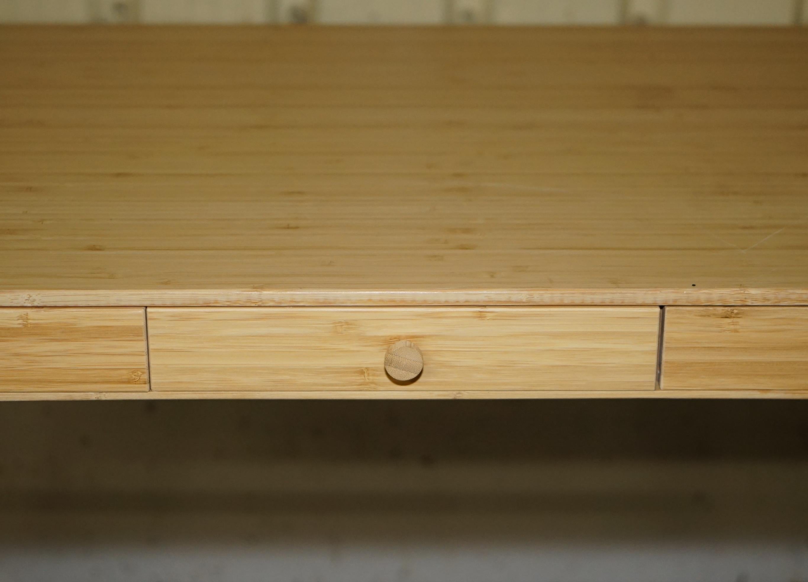 SMALL BAMBOO WOOD THREE DRAWER OFFICE DESK IDEAL FOR CHiLDRENS ROOMS For Sale 1