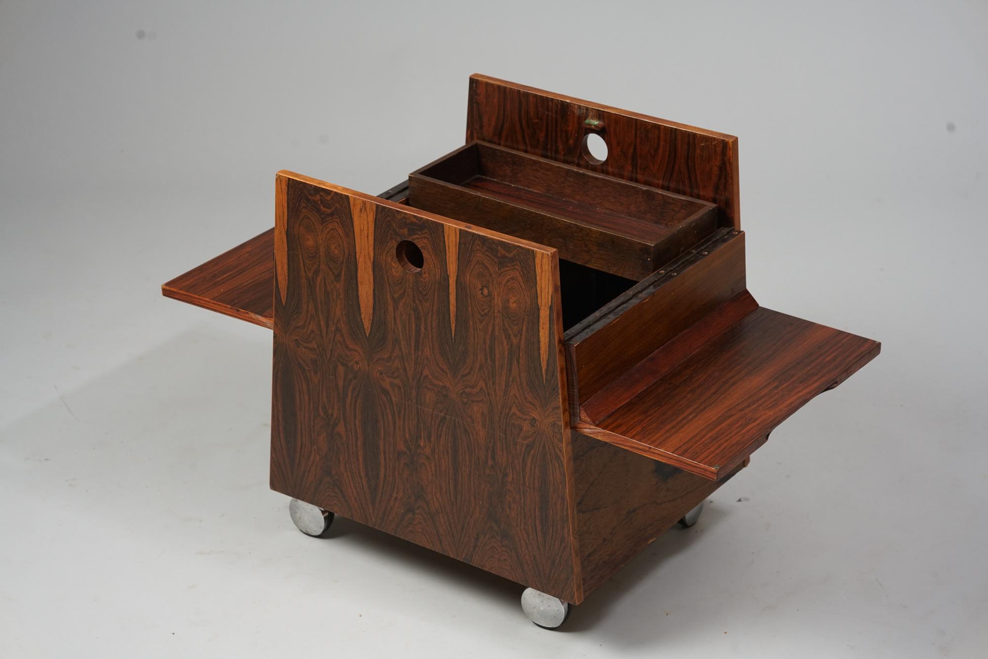 Rosewood Small Bar Cart, Rolf Hesland, Bagn Møbelindustri, Norway, 1960s