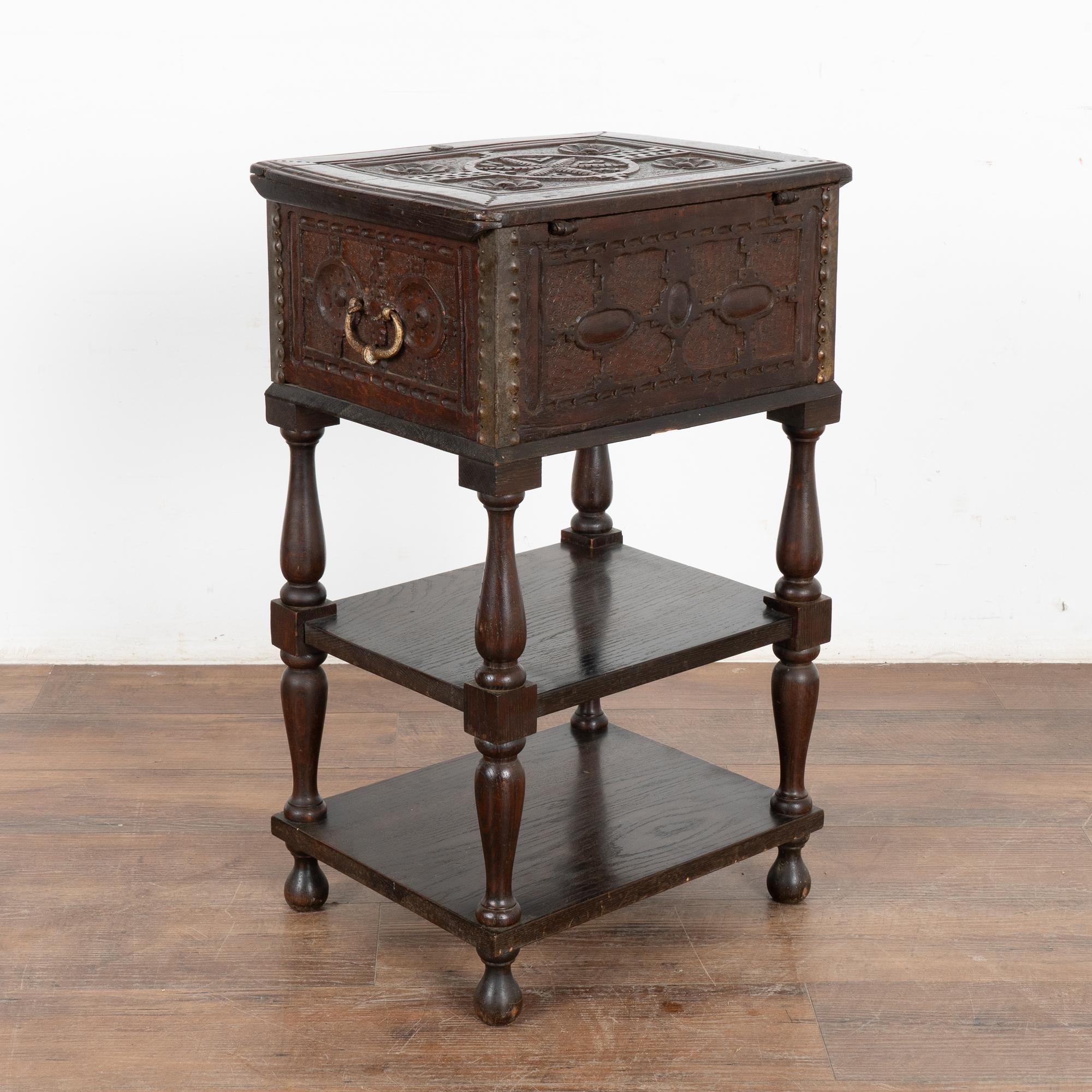 Small Baroque Carved Chest on Stand Side Table, Dated 1688 For Sale 7