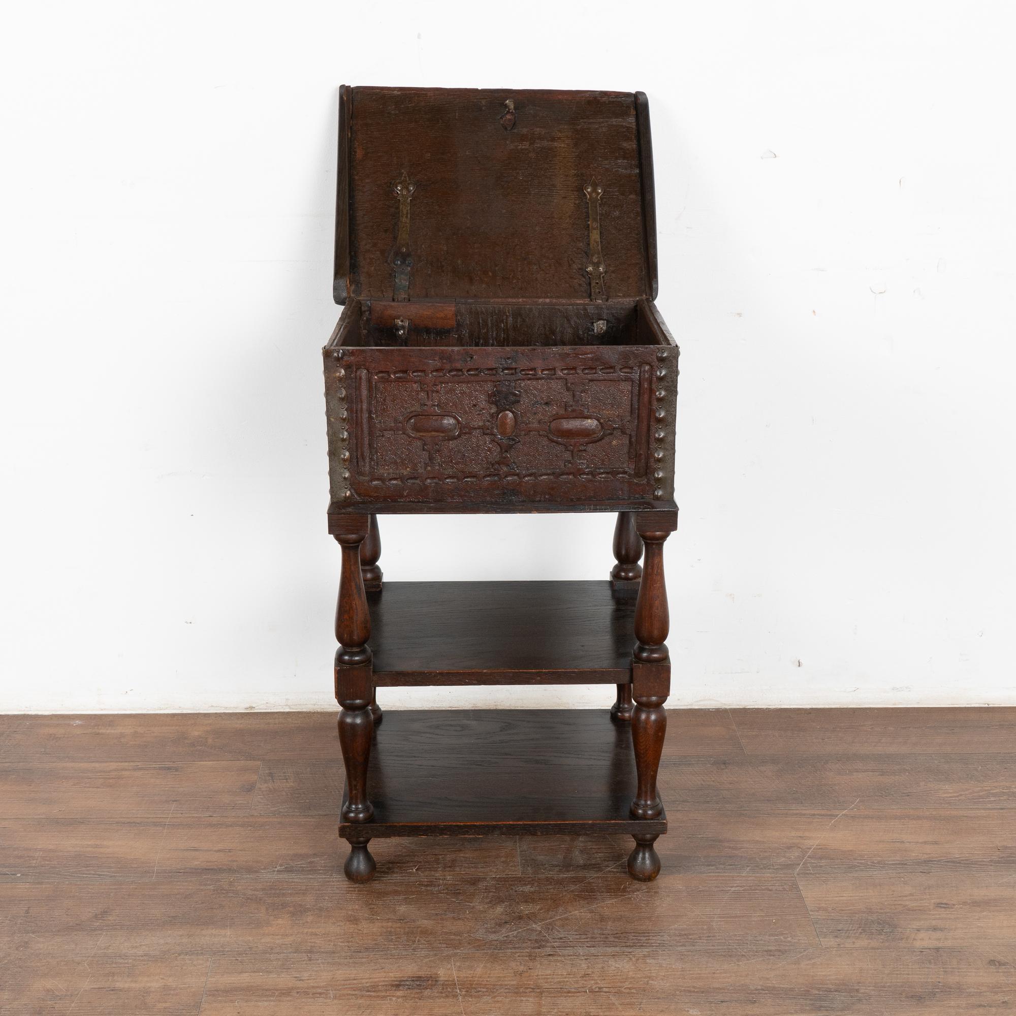 Danish Small Baroque Carved Chest on Stand Side Table, Dated 1688 For Sale
