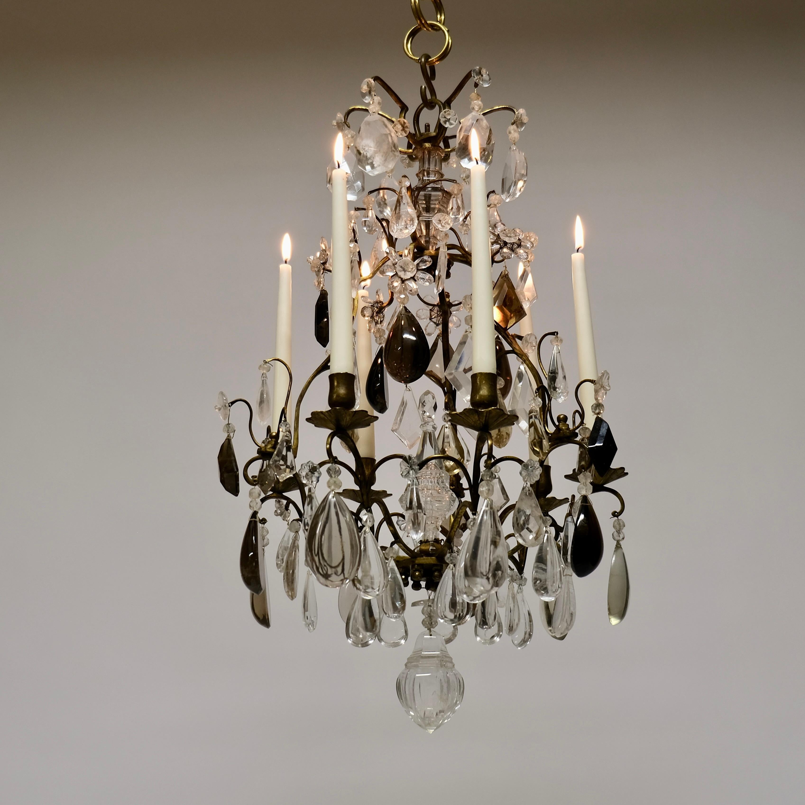 Small Baroque Style Chandelier with Exquisite Rock Crystals. 19th c. 6