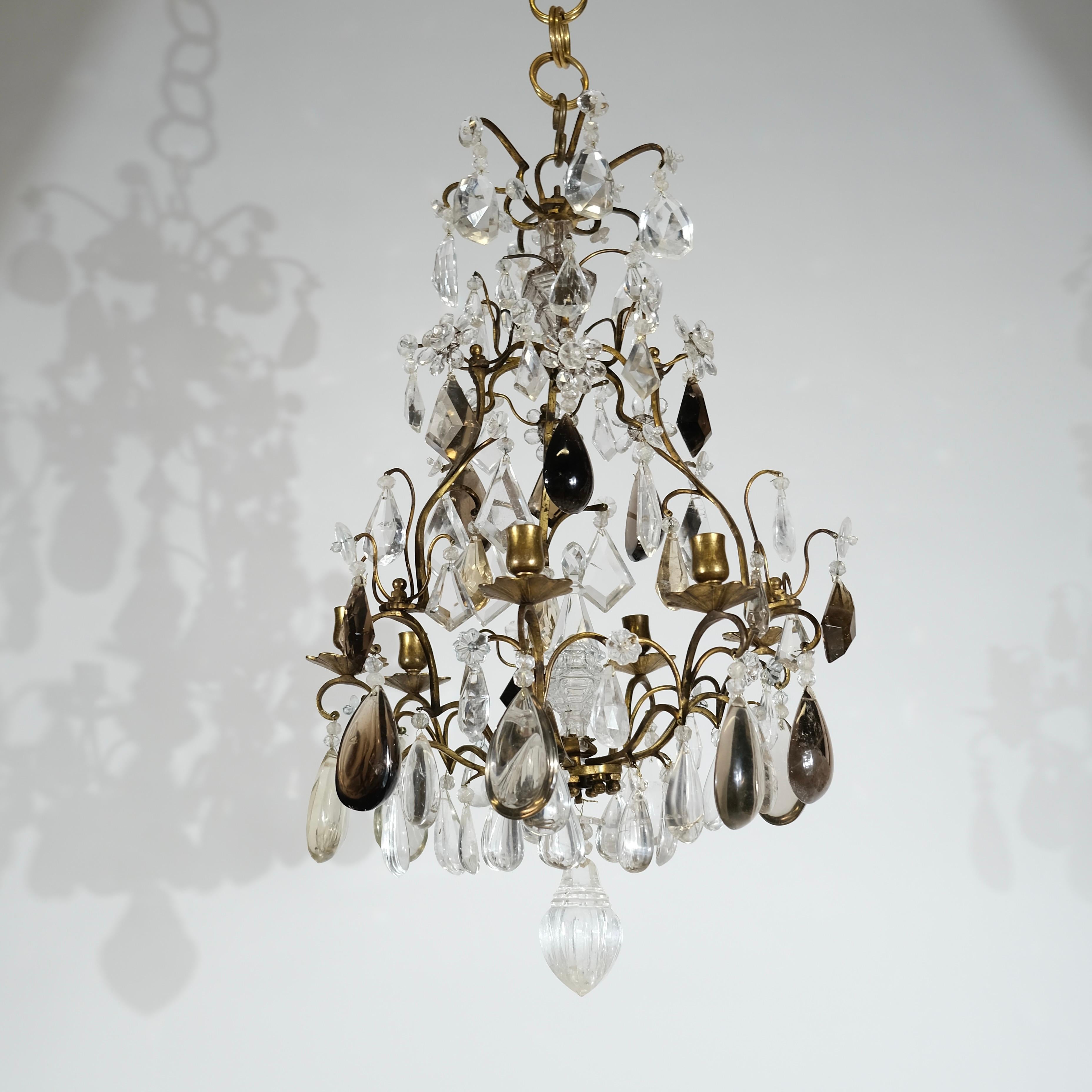 French Small Baroque Style Chandelier with Exquisite Rock Crystals. 19th c.