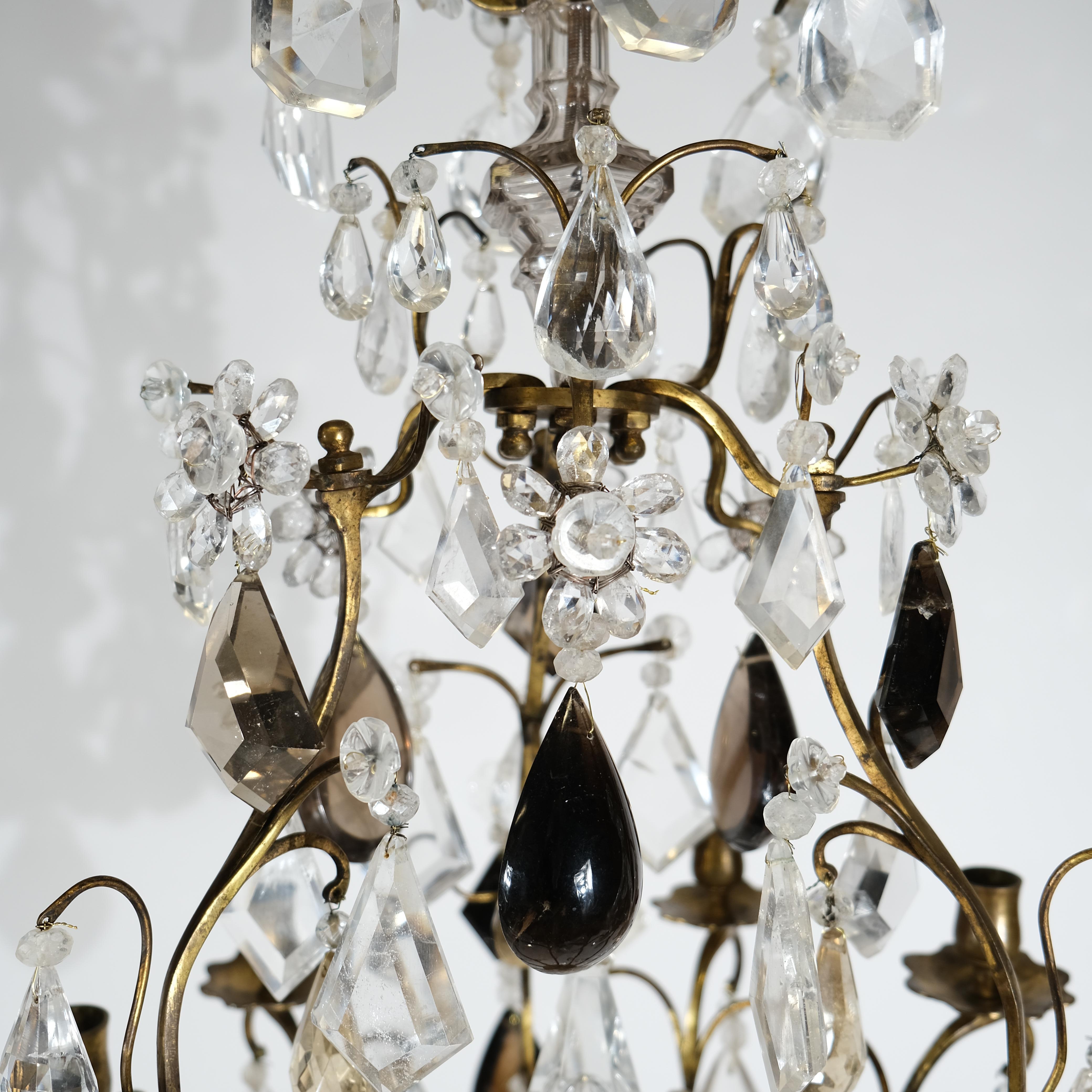 Small Baroque Style Chandelier with Exquisite Rock Crystals. 19th c. In Good Condition In Stockholm, SE