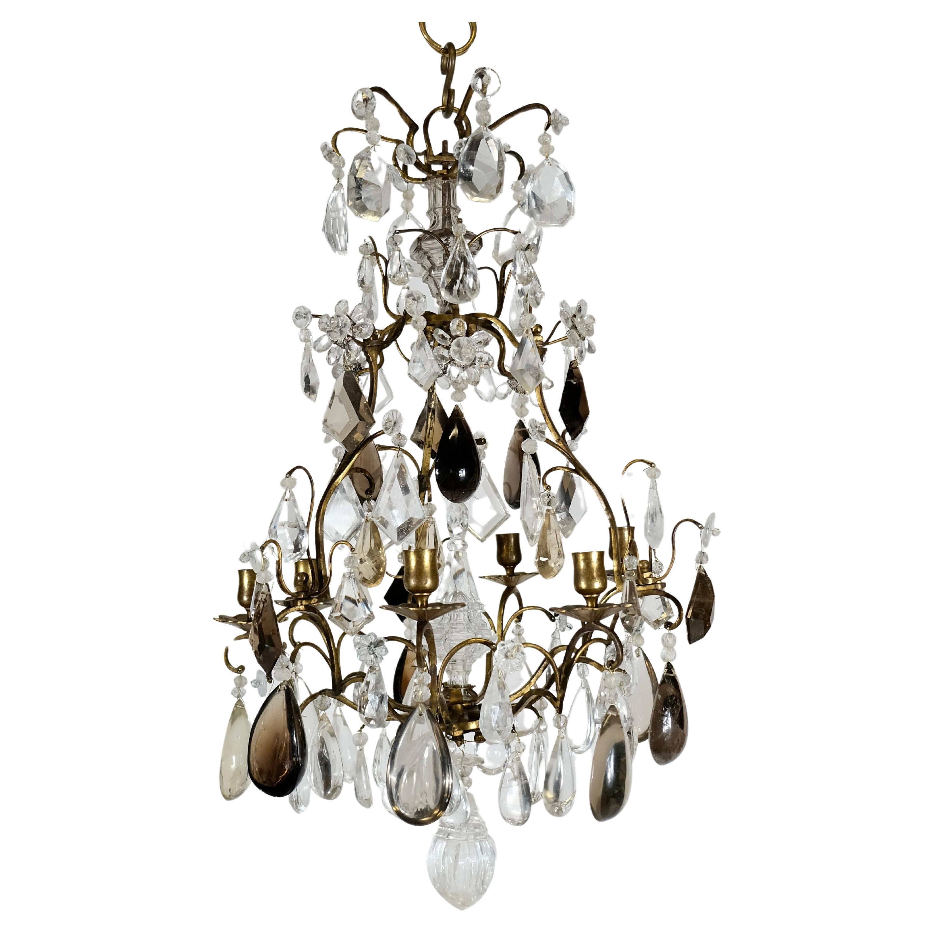 Small Baroque Style Chandelier with Exquisite Rock Crystals. 19th c.