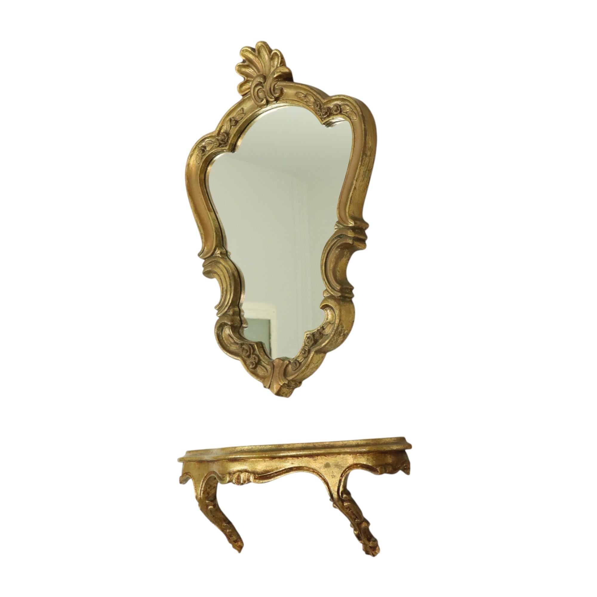 Small Baroque Style Crested Mirror With Console Resin France For Sale 4