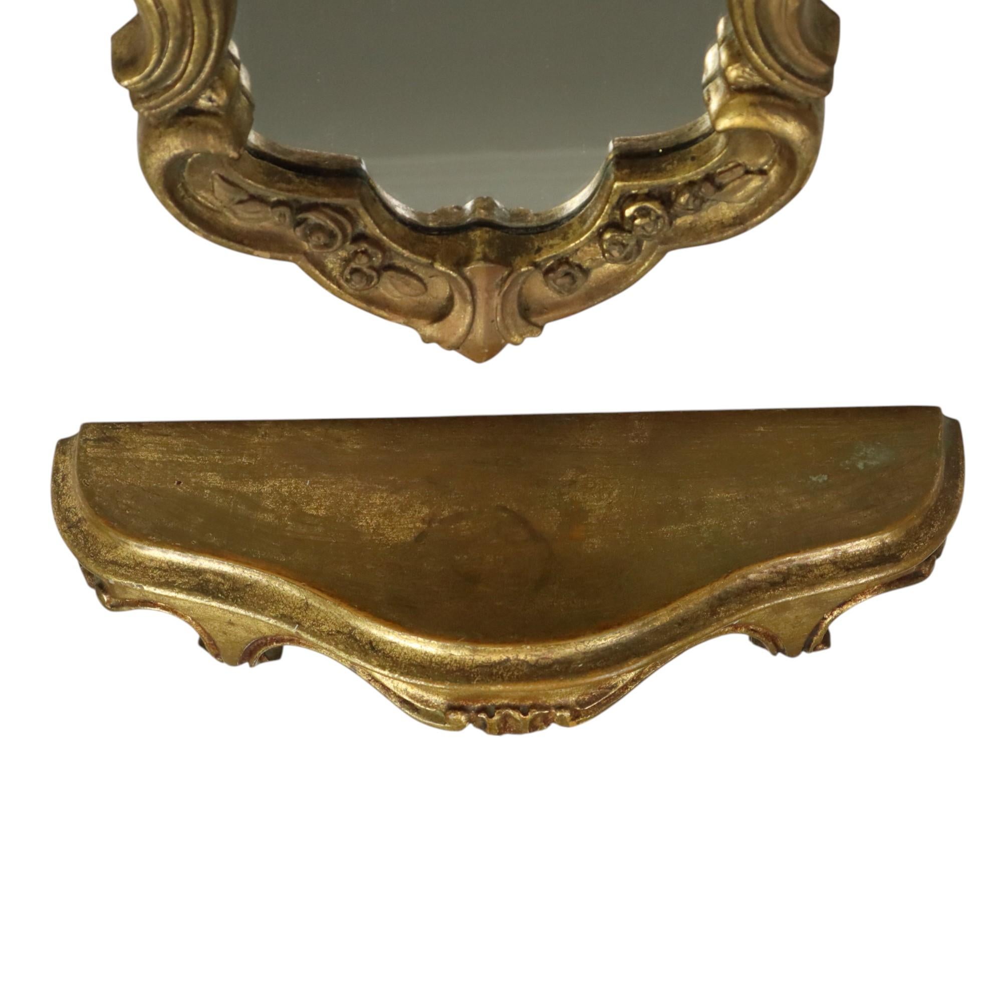 Small Baroque Style Crested Mirror With Console Resin France For Sale 7