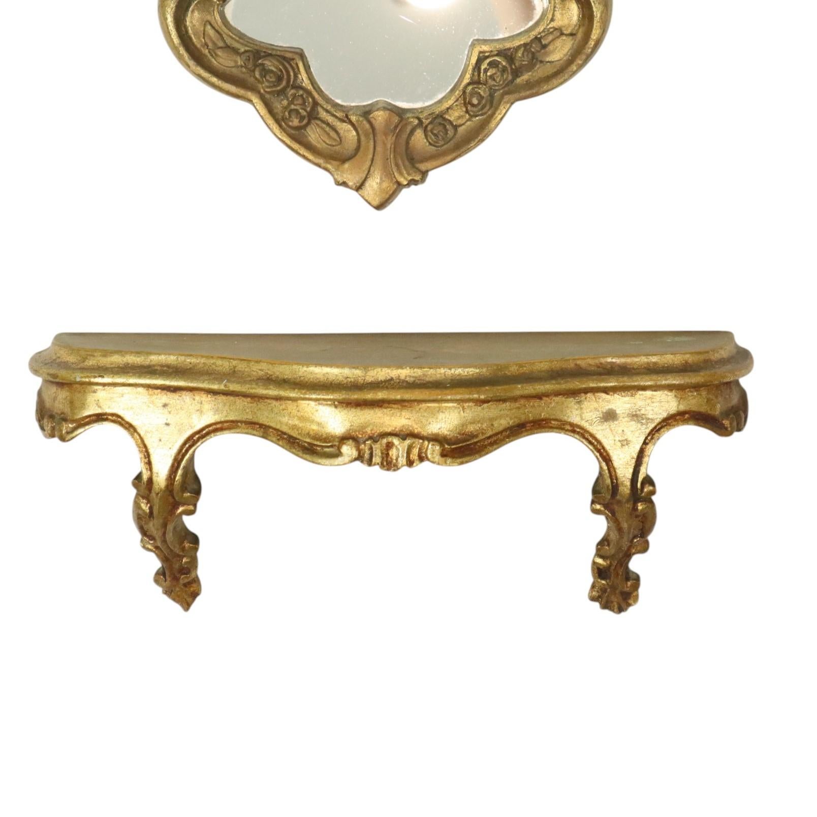 French Small Baroque Style Crested Mirror With Console Resin France For Sale