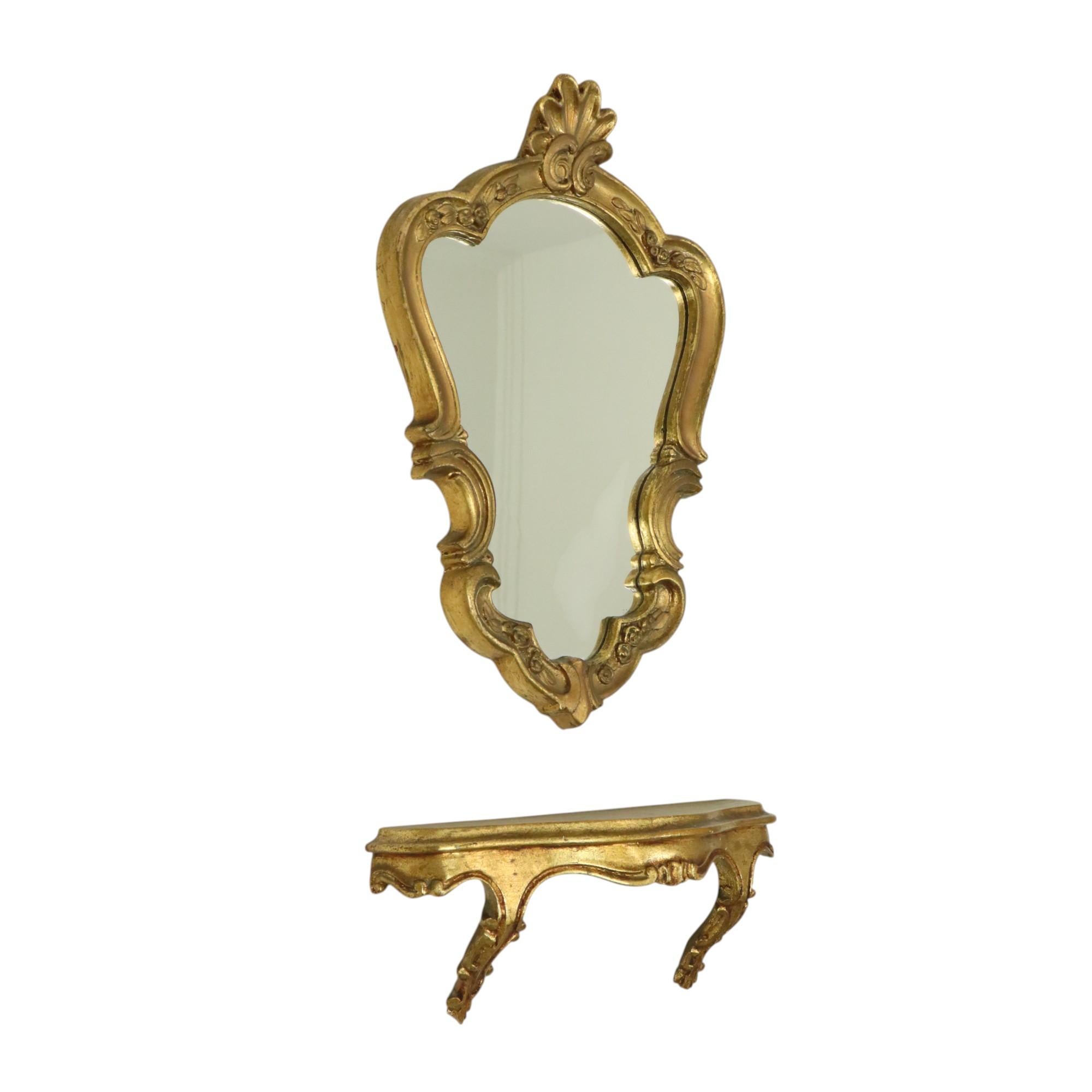 Small Baroque Style Crested Mirror With Console Resin France For Sale 3