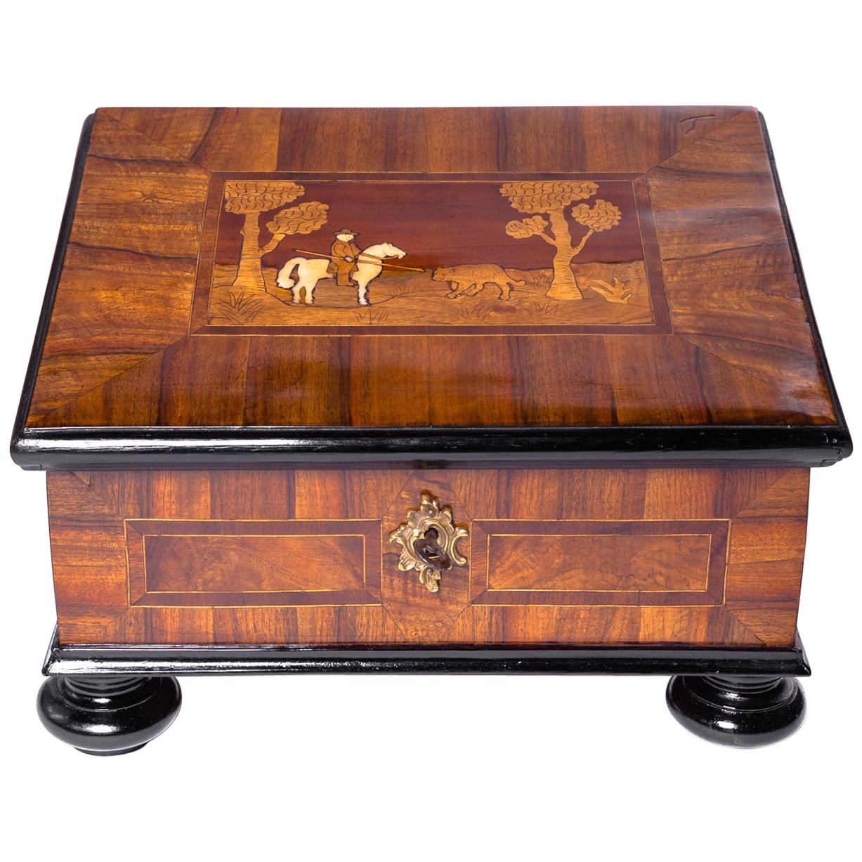 Small Baroque Writing Desk with Inlay and Incrustation, 18th Century For Sale