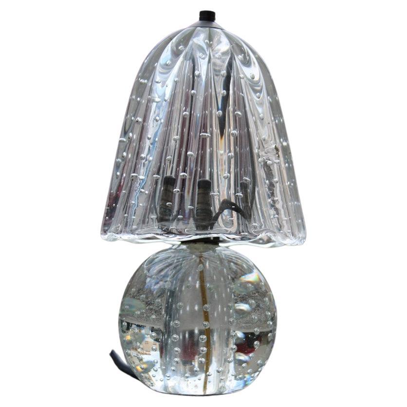 Small Barovier Table Lamp 1940s Murano Glass with Mushroom Bubbles