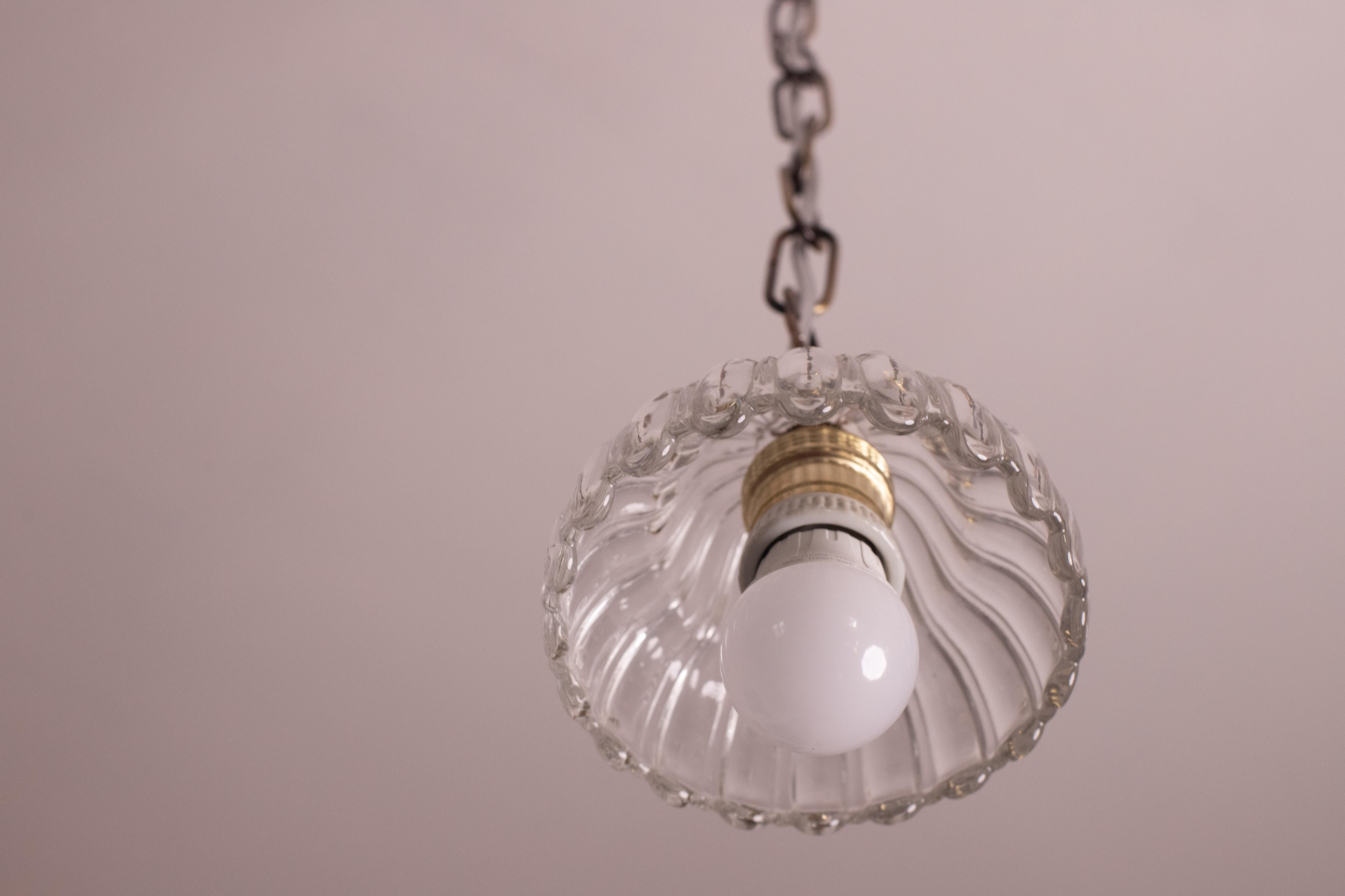 Art Glass Small Barovier and Toso Pendant Light, 1950s For Sale