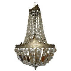 Small Basket Chandelier, Bohemian Crystal