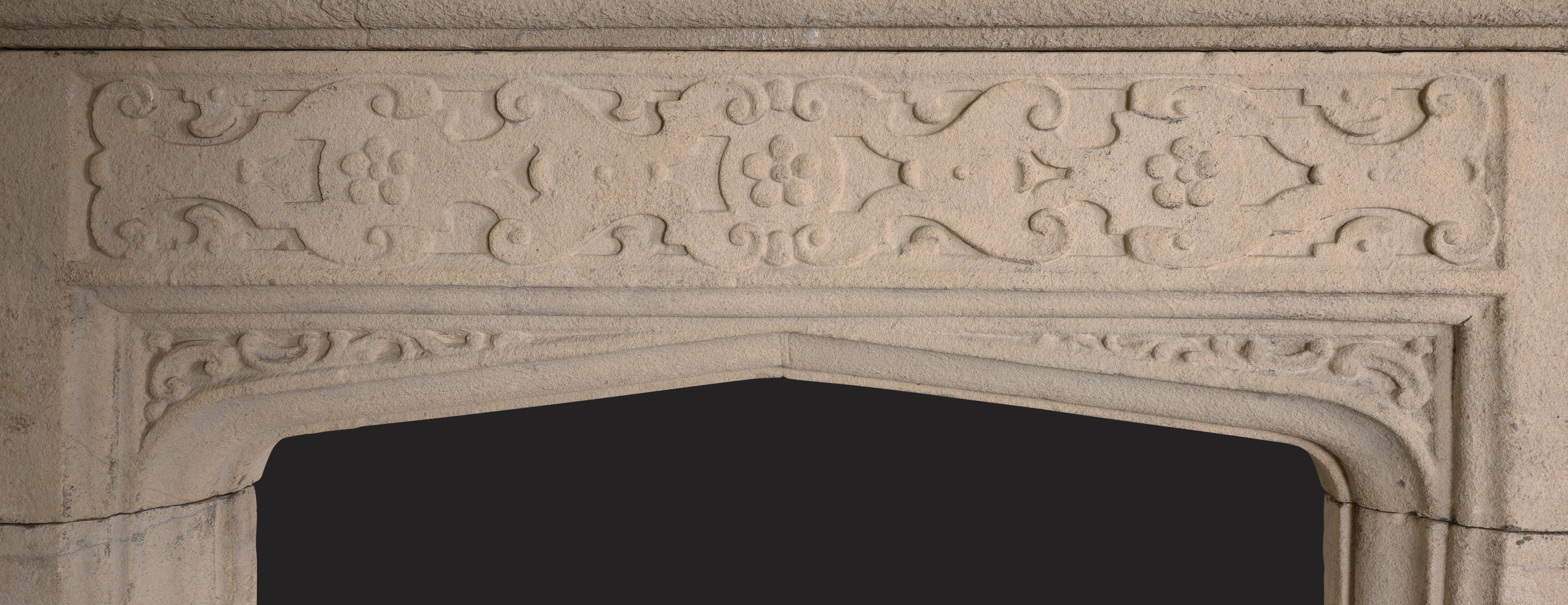 English Small Bathstone Chimneypiece in the Jacobean Manner For Sale