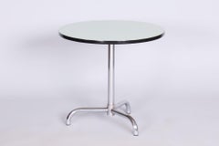 Small Bauhaus Chrome Round Table, Jindrich Halabala, 1930s, Czechia
