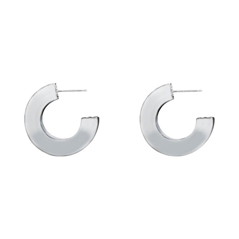 Small Beam Hoop Earrings - 935 Silver For Sale