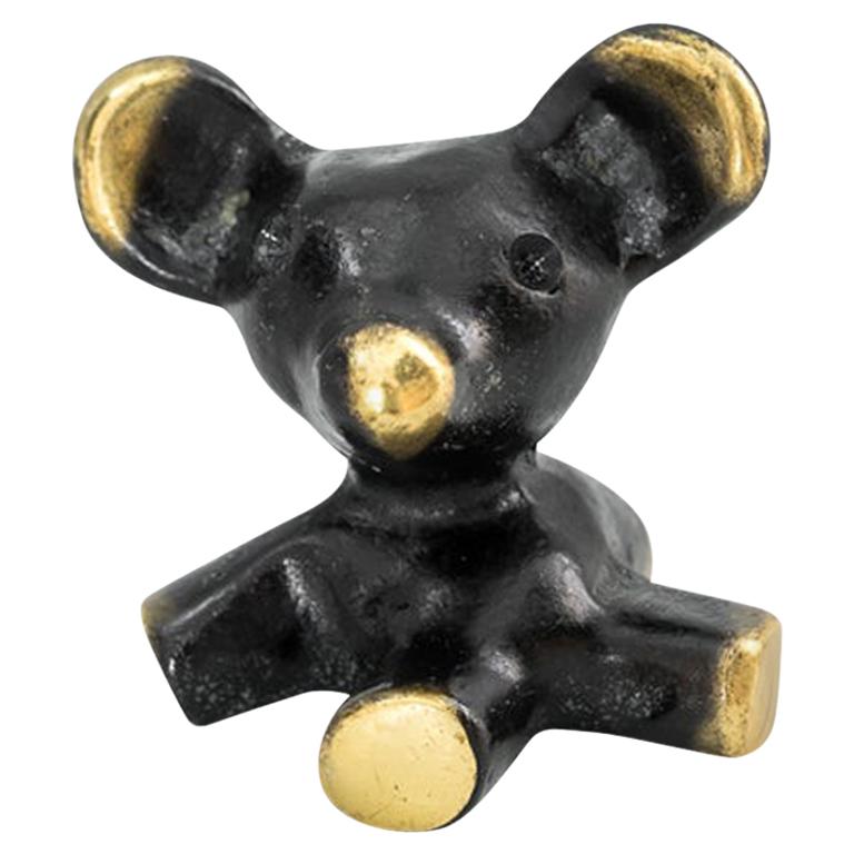 Miniature Brass Bear Vintage Mid Century Original Austrian 1960s Sitting Bear Figurine Walter