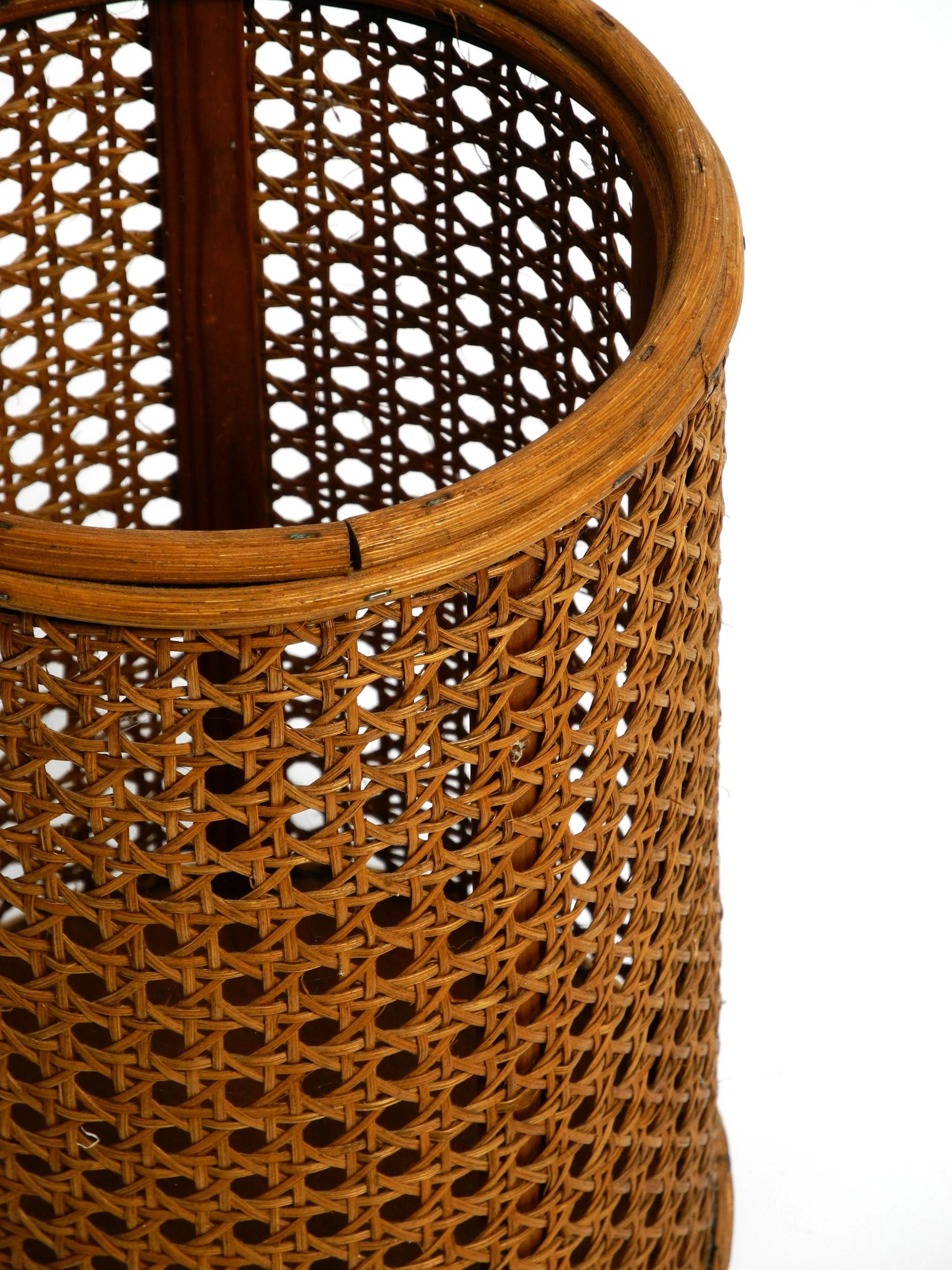 Mid-20th Century Small, beautiful 1950s paper bin basket made of bamboo and Viennese mesh