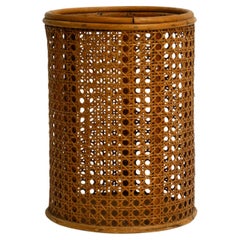 Small, beautiful 1950s paper bin basket made of bamboo and Viennese mesh