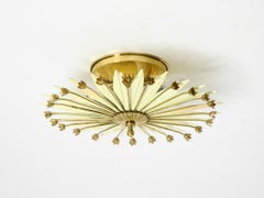 Small, beautiful brass and metal sunburst mid-century wall or ceiling lamp