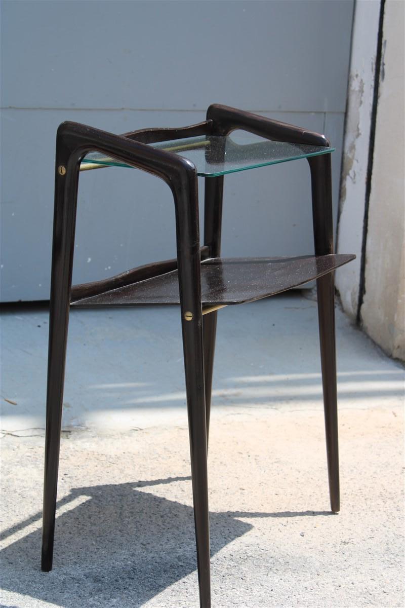 Small Bedside Tables or Shelves in Mahogany Ico Parisi for Debaggis 1950s Brass For Sale 2