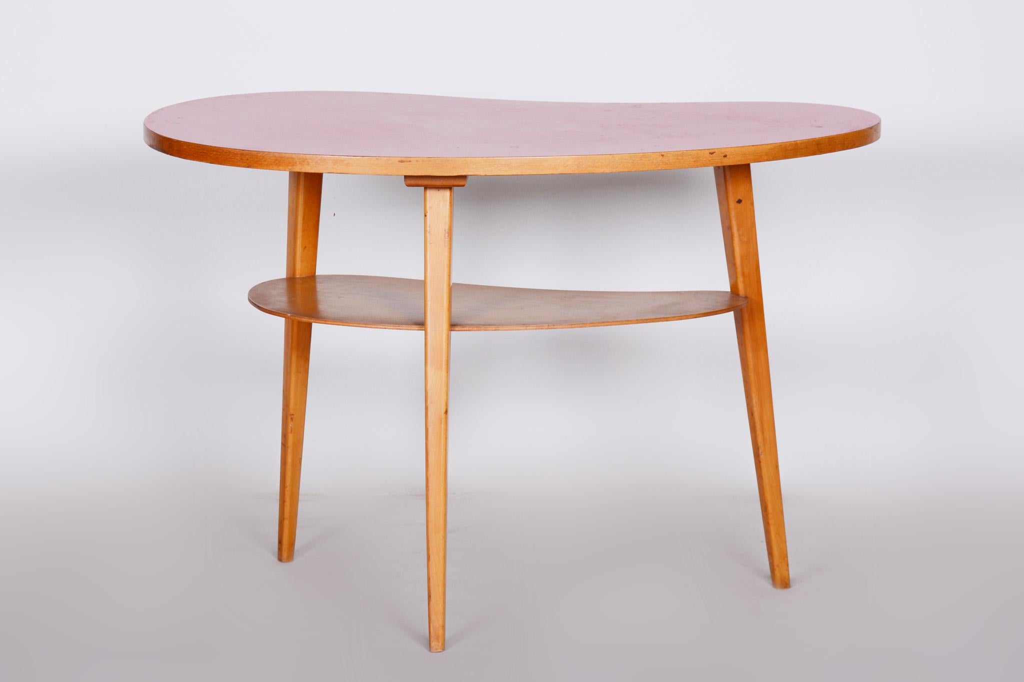 Mid-20th Century Small Beech Table, Czech Midcentury, Preserved in Original Condition, 1950s For Sale