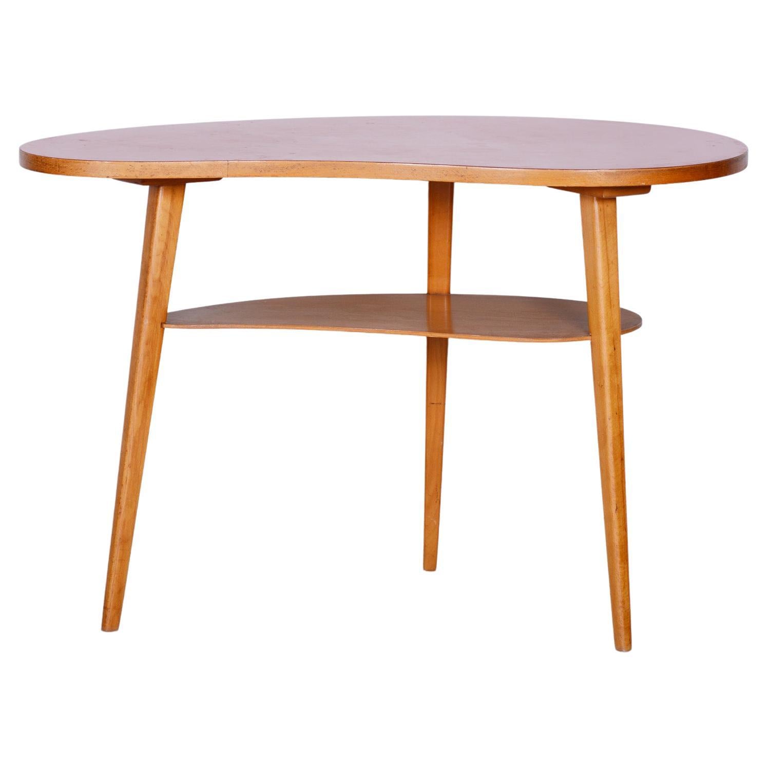 Small Beech Table, Czech Midcentury, Preserved in Original Condition, 1950s For Sale