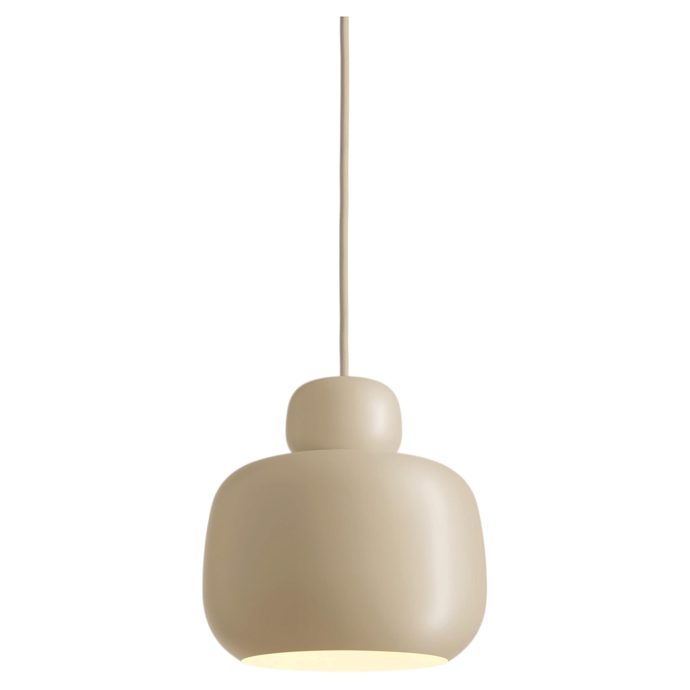 Small Beige Stone Pendant Lamp by Philip Bro For Sale