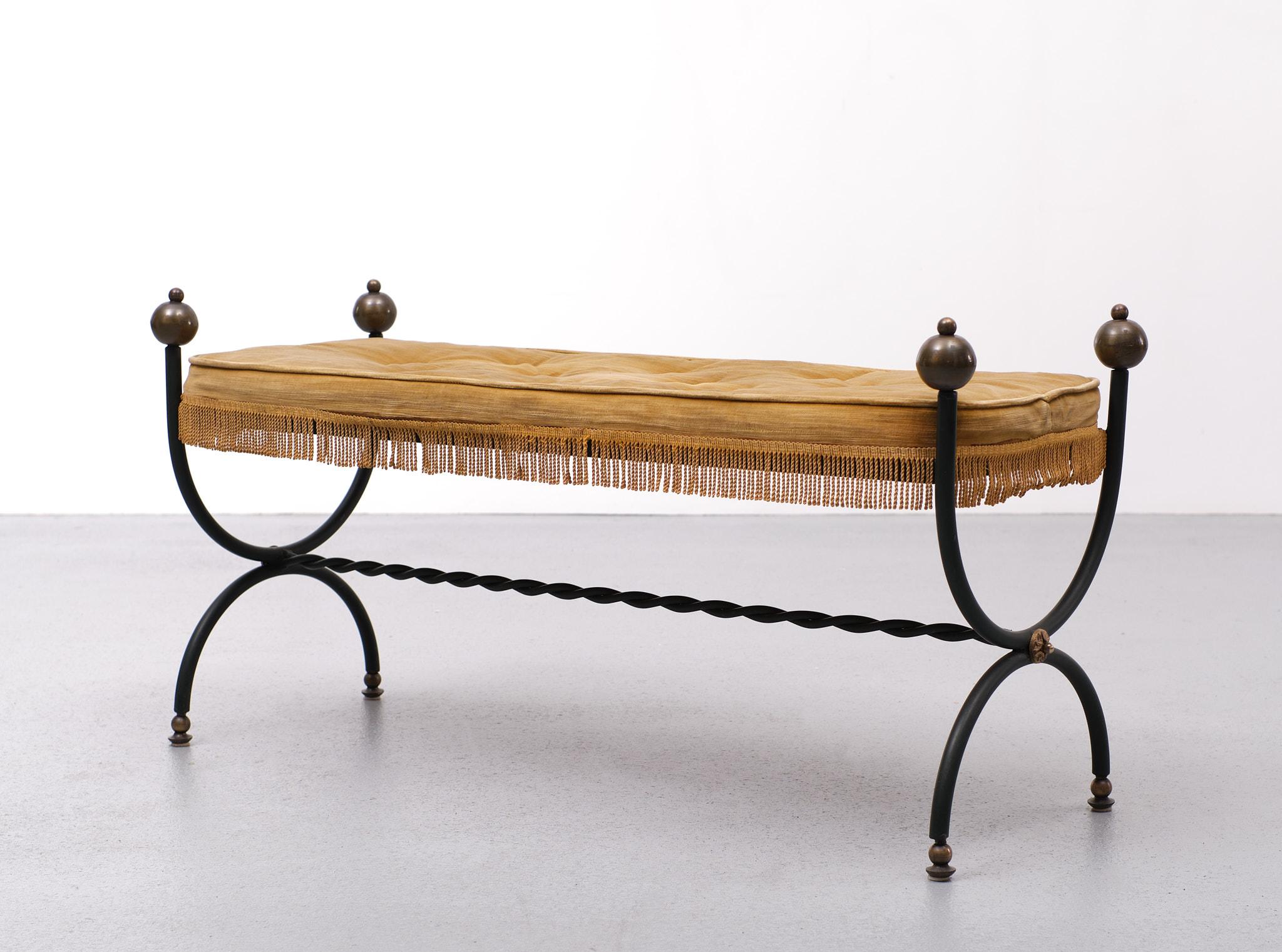 French Small Bench Maison Jansen, 1950s, France