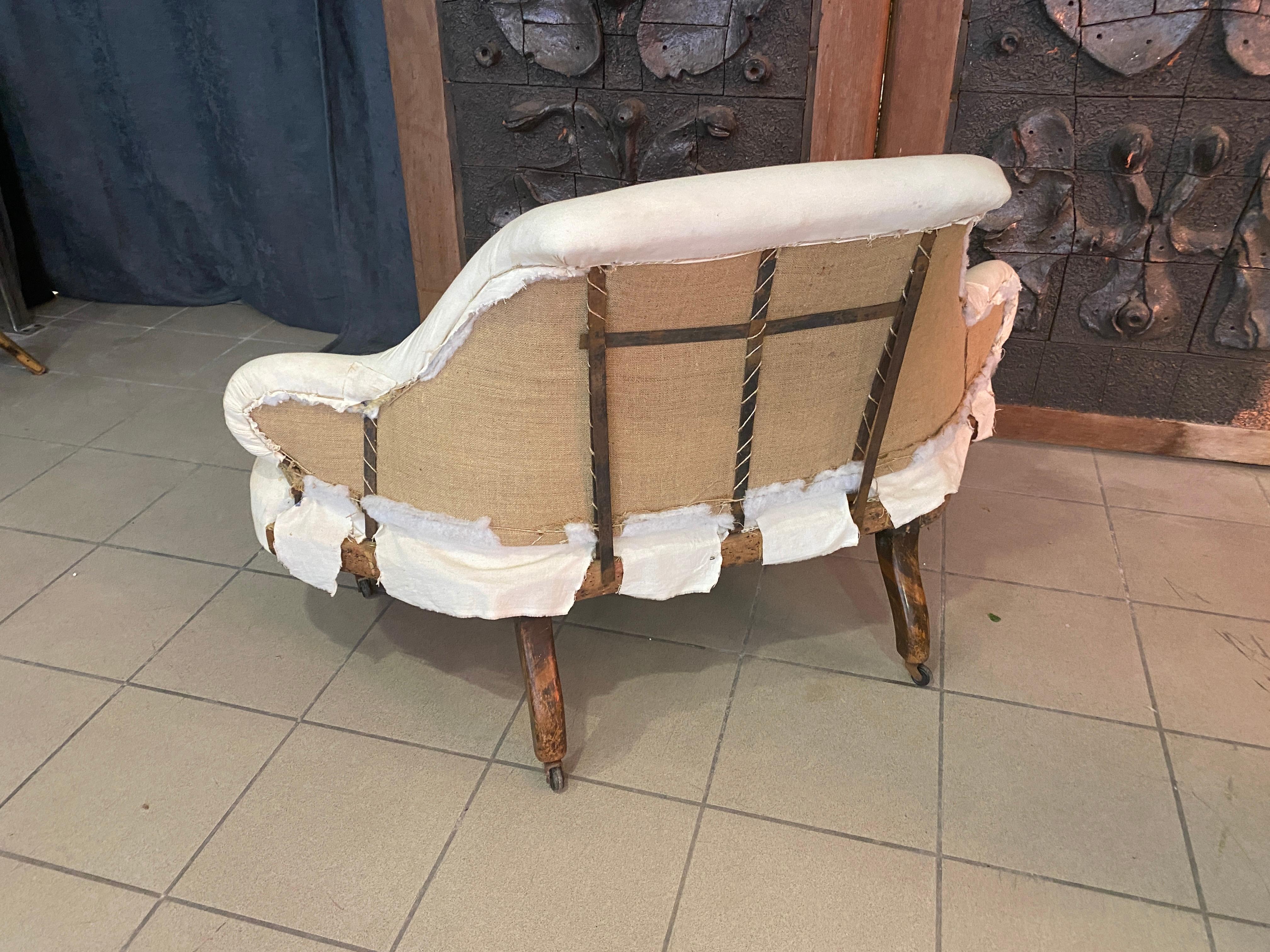 Fruitwood Small Bench Napoleon III Period, Being Restored For Sale