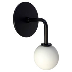 Small Bent Arm Sconce B by Research.Lighting, Black, 3in Glass, Factory 2nd