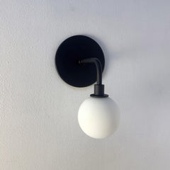 Small Bent Arm Sconce C by Research.Lighting, Black, Glass, Factory 2nd