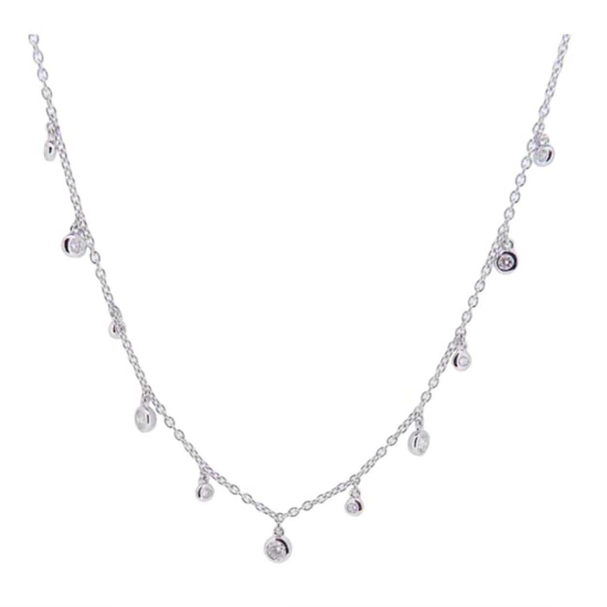 Diamond necklace/pendant, all with a high polish finish. Available in 18K White Gold. 

Necklace Information
Diamond Type : Natural Diamond
Metal : 18K
Metal Color : White Gold
Diamond Carat Weight : 0.23ttcw
Diamond color-clarity : SI-Quality /