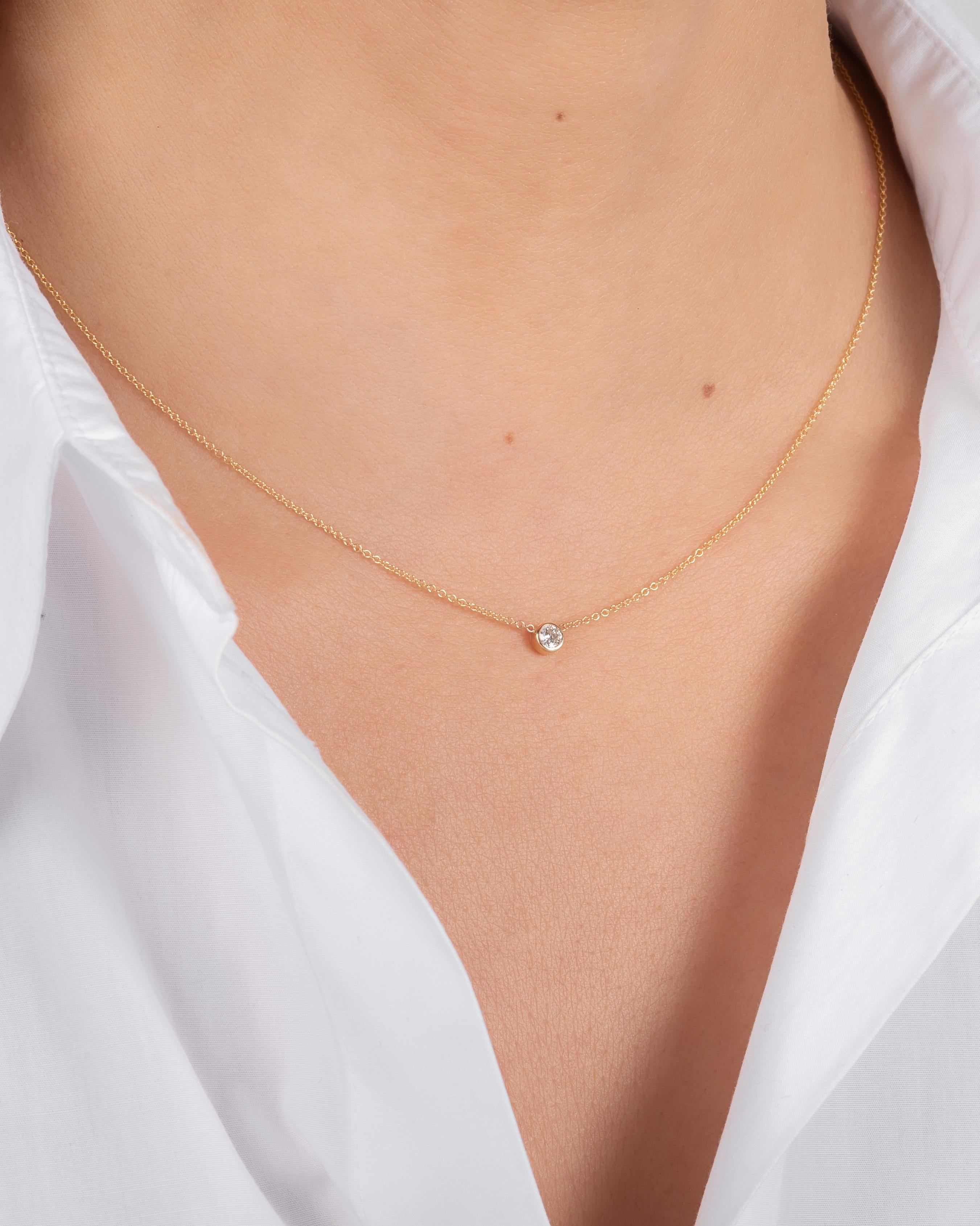 Modernist Small Bezel Diamond Necklace For Sale