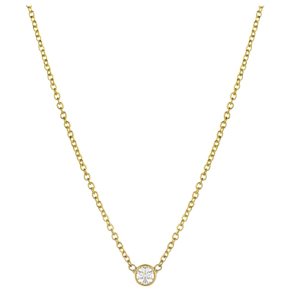 Small Bezel Diamond Necklace For Sale