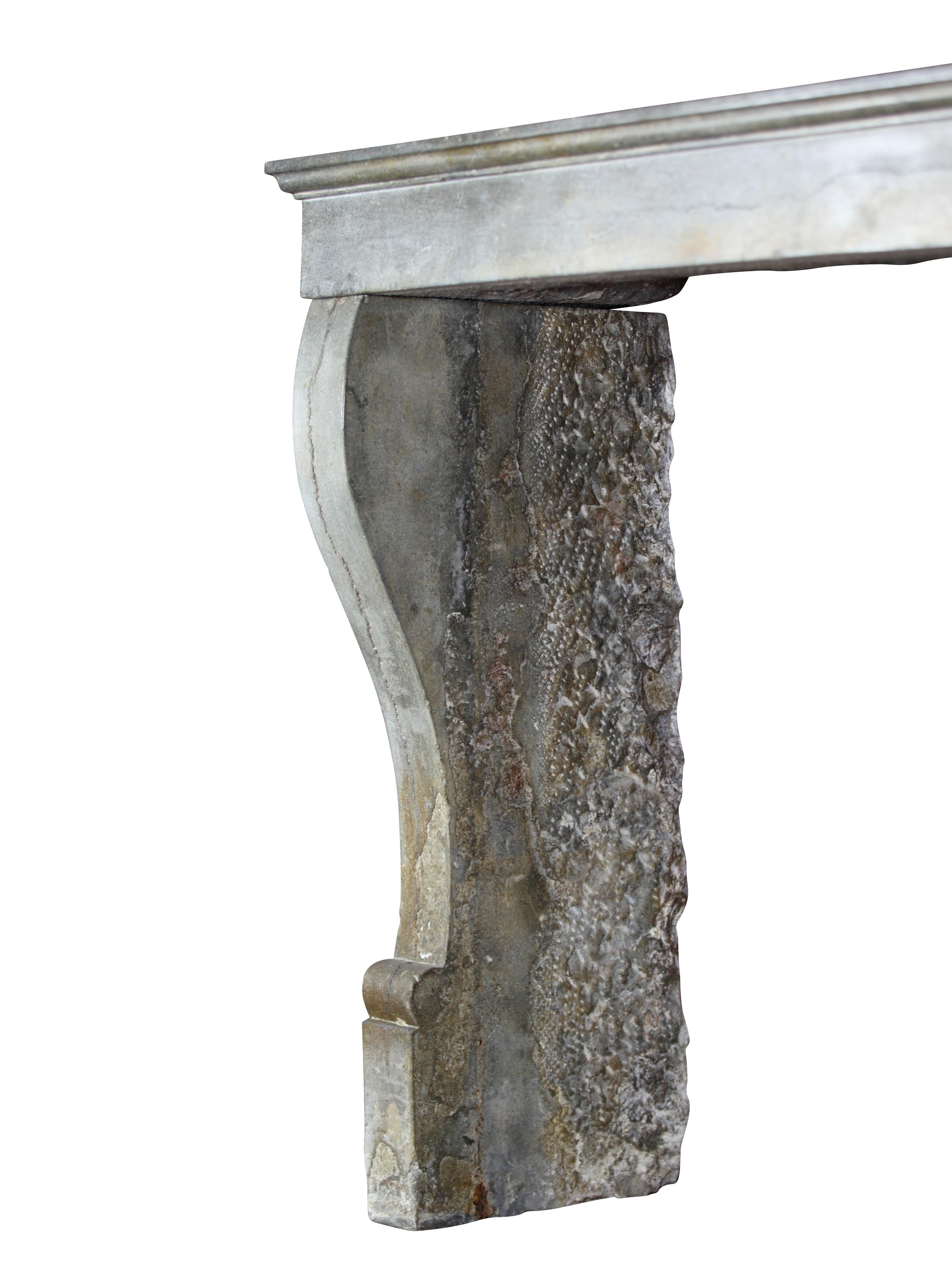 Stone Small Bicolor French Rustic Mantle for Timeless Concepts For Sale