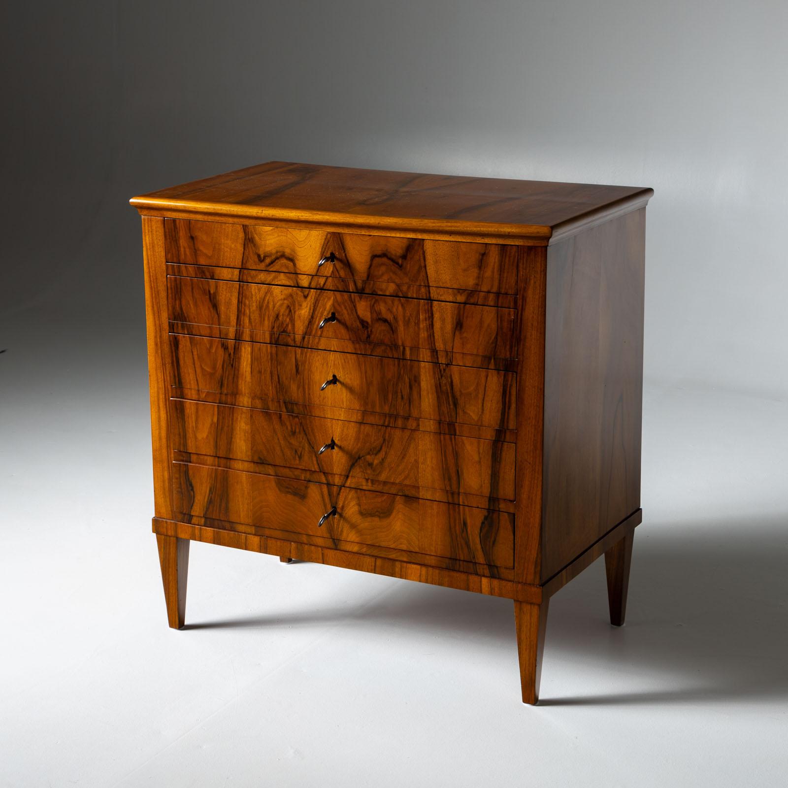 Walnut Small Biedermeier Chest of Drawers, around 1820, South Germany For Sale